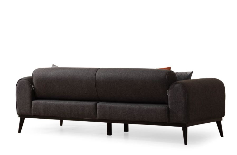 Sofá-cama elegante de 3 lugares, antracite, 220x84x77 cm | Estrutura em madeira de faia, 100% poliéster, mecanismo giratório nas costas | Design confortável e elegante