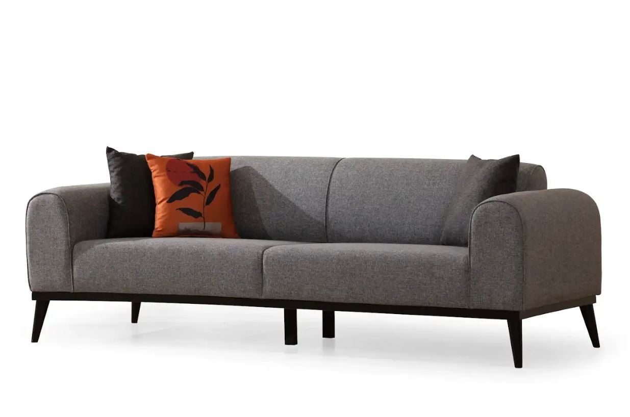 Sofá-cama elegante de 3 lugares, cinza claro, 220 x 84 x 77 cm | Estrutura em madeira de faia, 100% poliéster, mecanismo giratório | Perfeito para espaços modernos