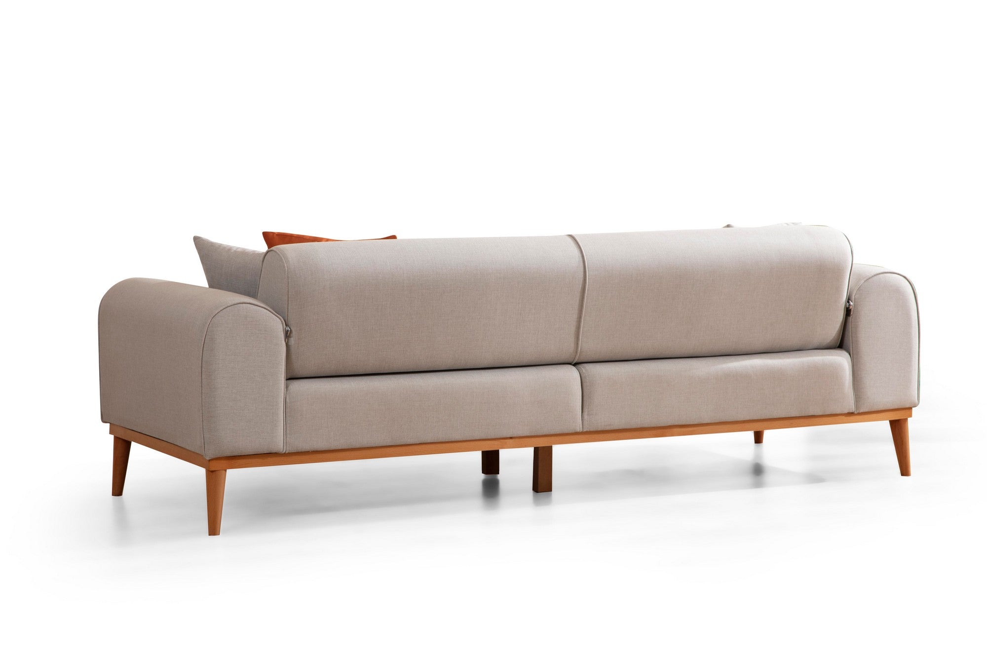 Sofá-cama elegante de 3 lugares, creme, 220 x 84 x 77 cm | Estrutura em madeira de faia, 100% poliéster, mecanismo giratório, pernas de madeira preta | Perfeito para espaços modernos