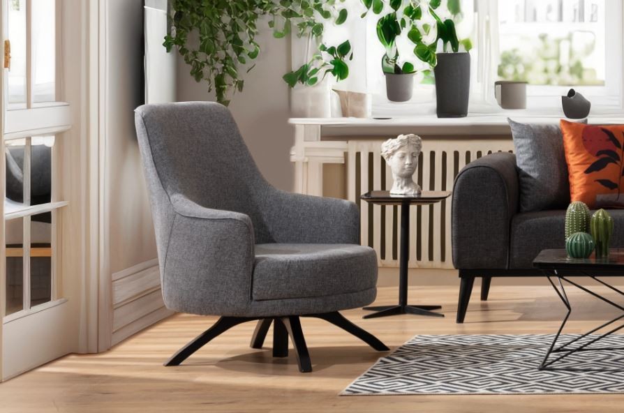 Poltrona Elegante, Cinza Claro, 72 x 87 x 102 cm | Estrutura em Madeira de Faia e Aglomerado, 100% Poliéster, Almofadas de Espuma Macia | Elegante e Confortável para Sala de Estar