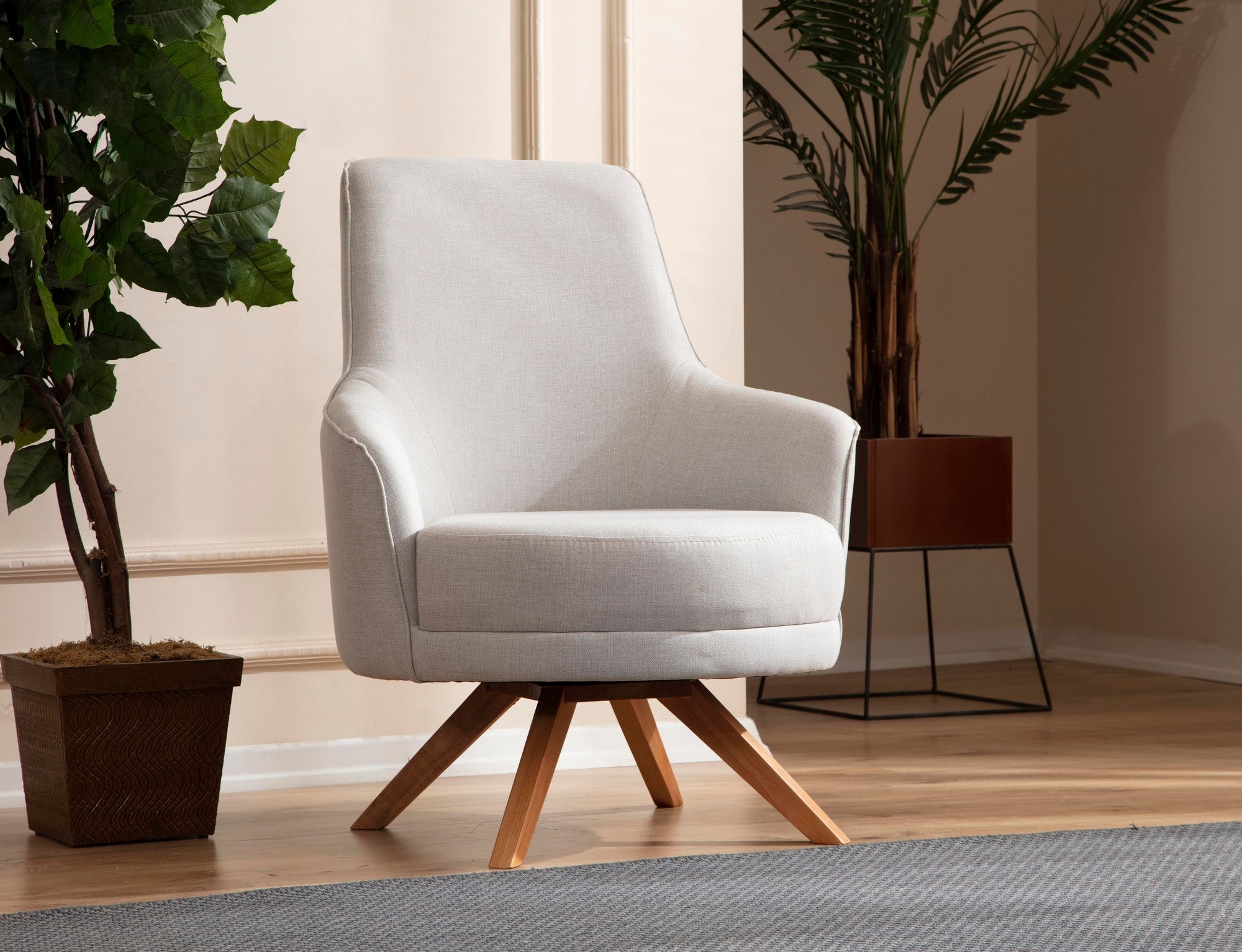 Poltrona Elegante, Cor Creme, 72 x 87 x 102 cm | Estrutura em Madeira de Faia e Aglomerado, 100% Poliéster, Almofadas de Espuma Macia | Assentos Elegantes e Confortáveis para Casa