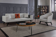 Sofá-cama elegante de 3 lugares, cinza claro, 222 x 92 x 77 cm | Estrutura em madeira de faia, 100% poliéster, mecanismo giratório, pernas de madeira pretas | Perfeito para espaços modernos