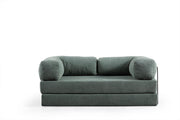 Sofá-cama verde de 2 lugares, estrutura toda em espuma, 200 x 100 x 80 cm | 100% poliéster, lavável a seco, versátil e fácil de mover, design elegante e funcional