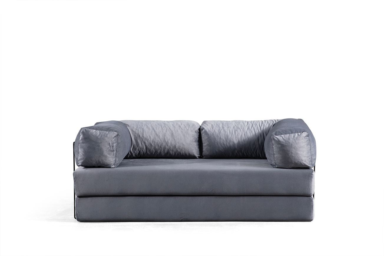 Sofá-cama versátil de 2 lugares, cinza claro, 200 x 100 x 80 cm | Estrutura toda em espuma, 100% poliéster, lavável a seco, design fácil de mover, elegante e funcional