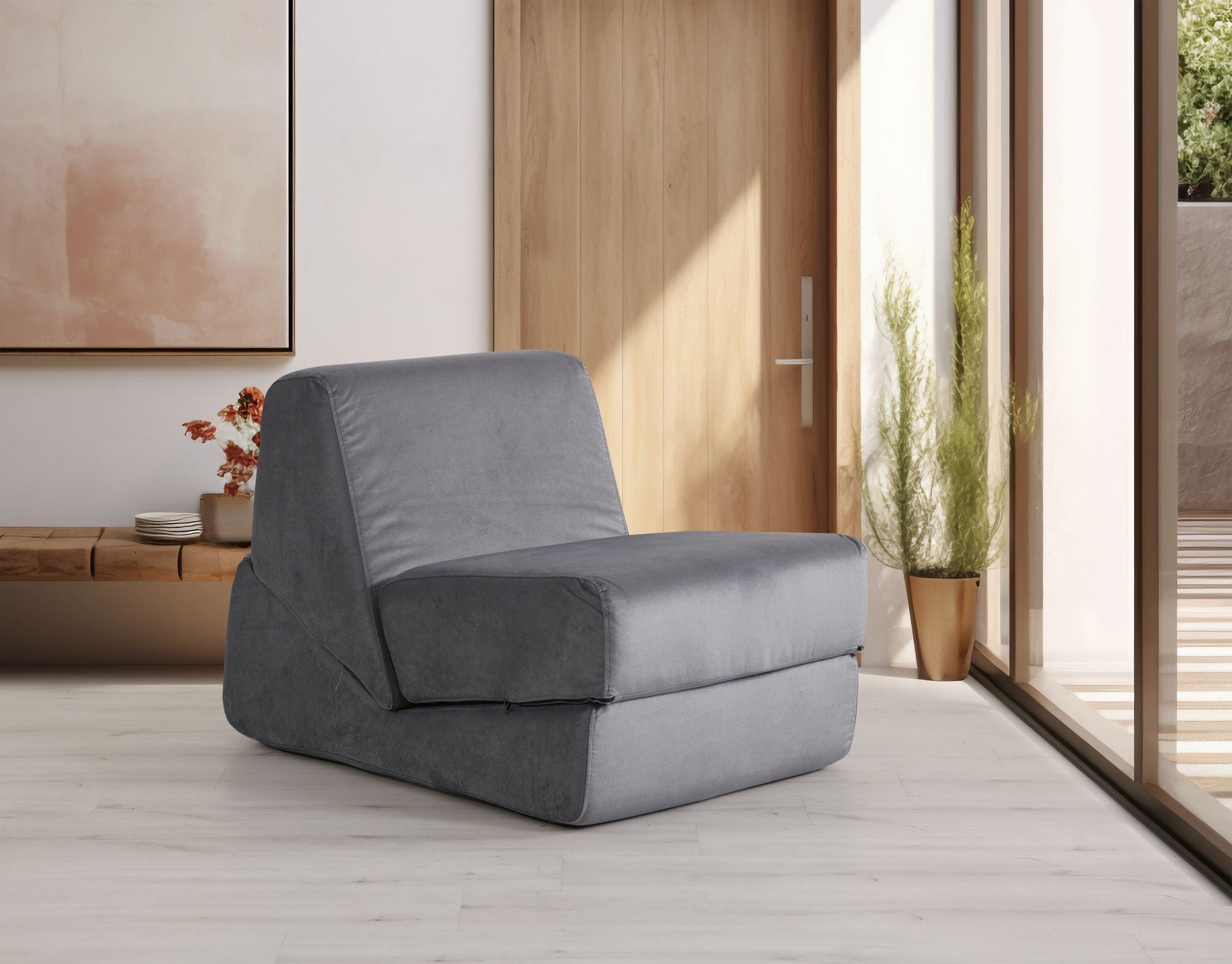 Sofá-cama de 1 lugar-Origami Convertable-Cinza