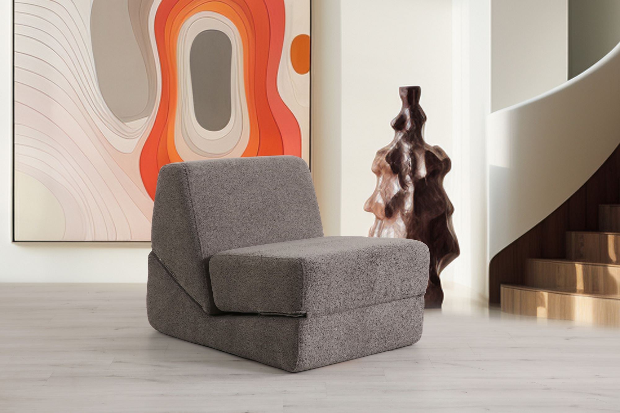 Sofá-cama de 1 lugar-Origami Convertable-Cinza Quente