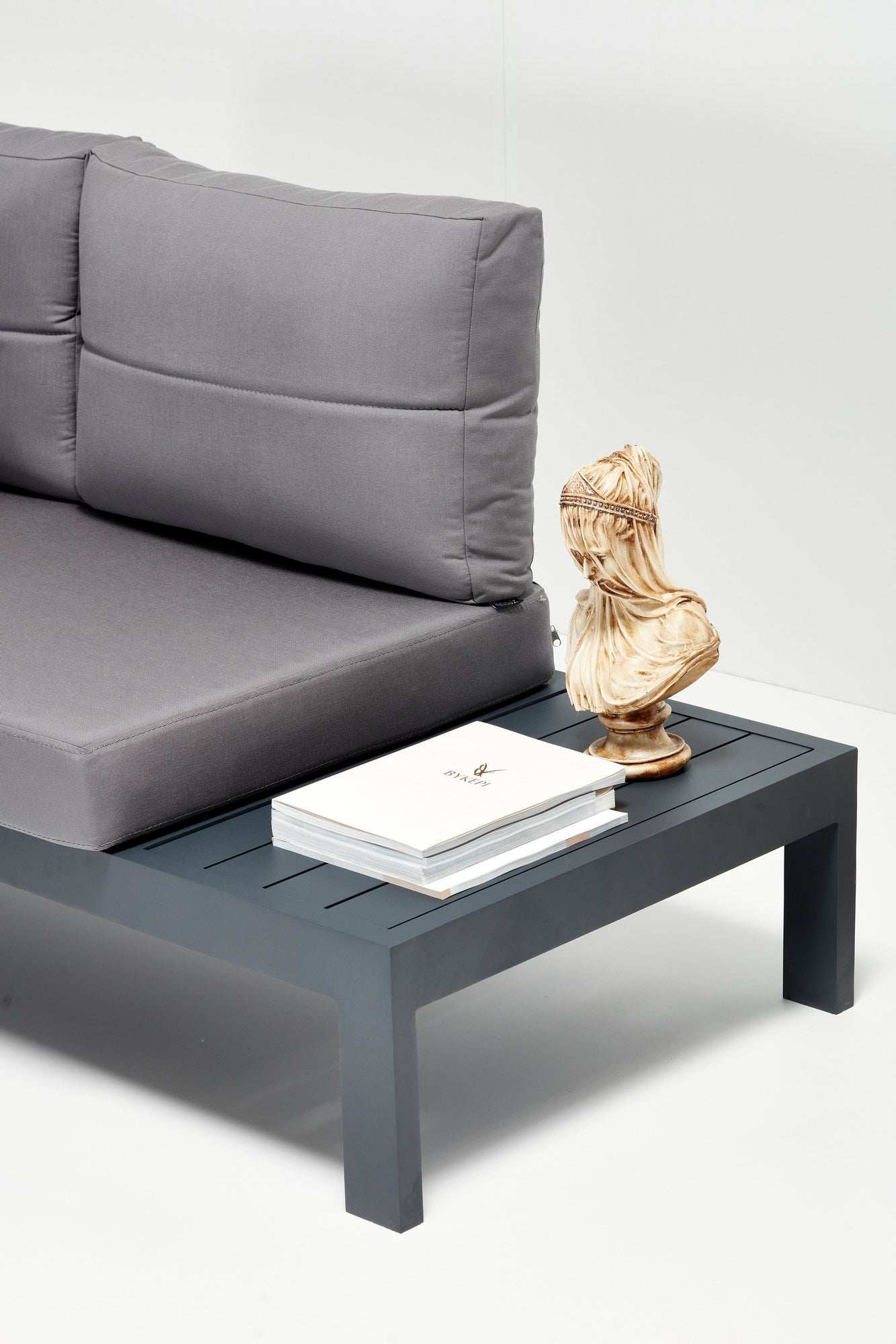 Conjunto de Lounge de Jardim – Sofá de Canto e Mesinha de Café – Multicolorido – Alumínio e Poliéster