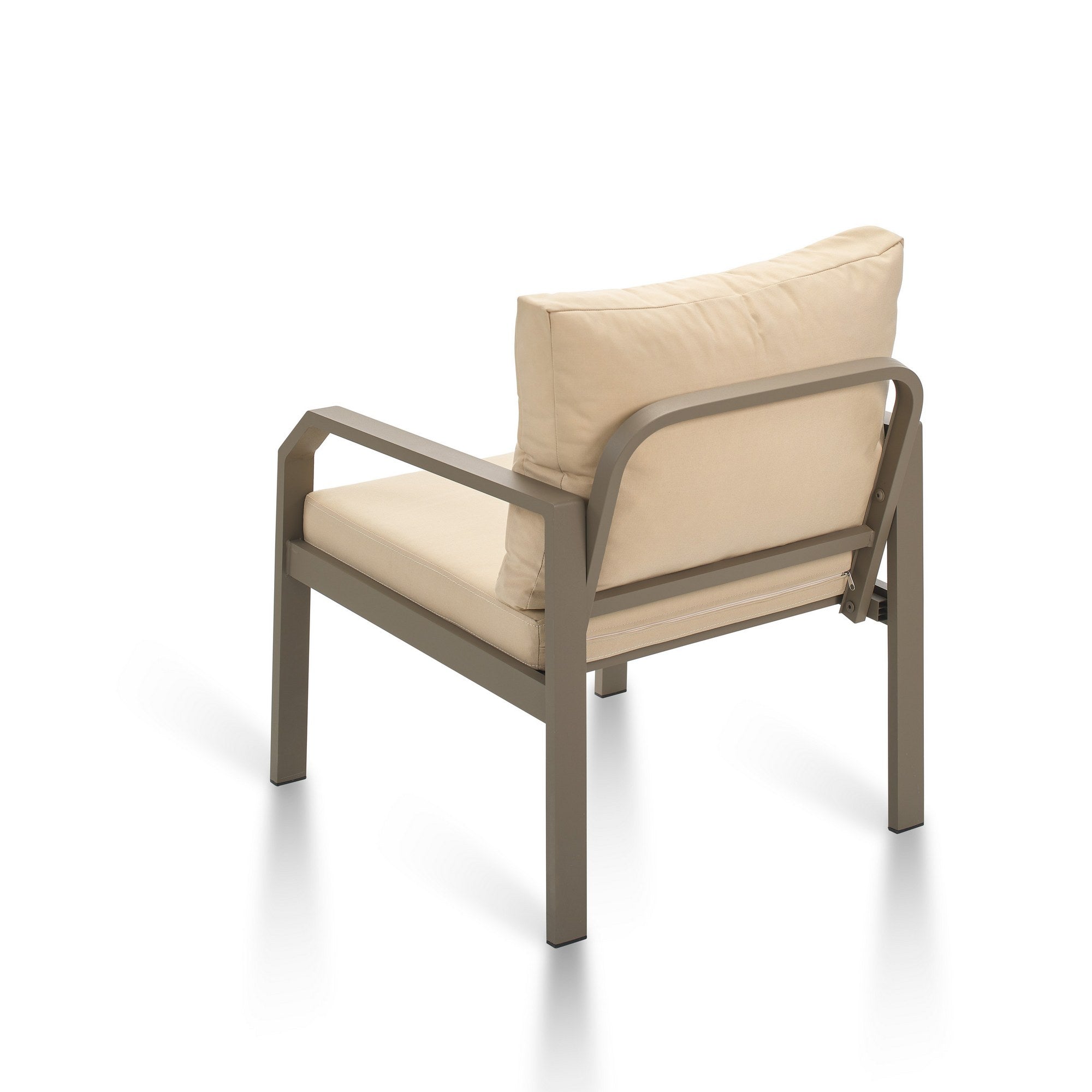 Conjunto de Lounge de Jardim –  Sofá de 2 lugares, Sofá de 1 lugar e Mesa de Café – Cappuccino e Creme – Alumínio e Poliéster