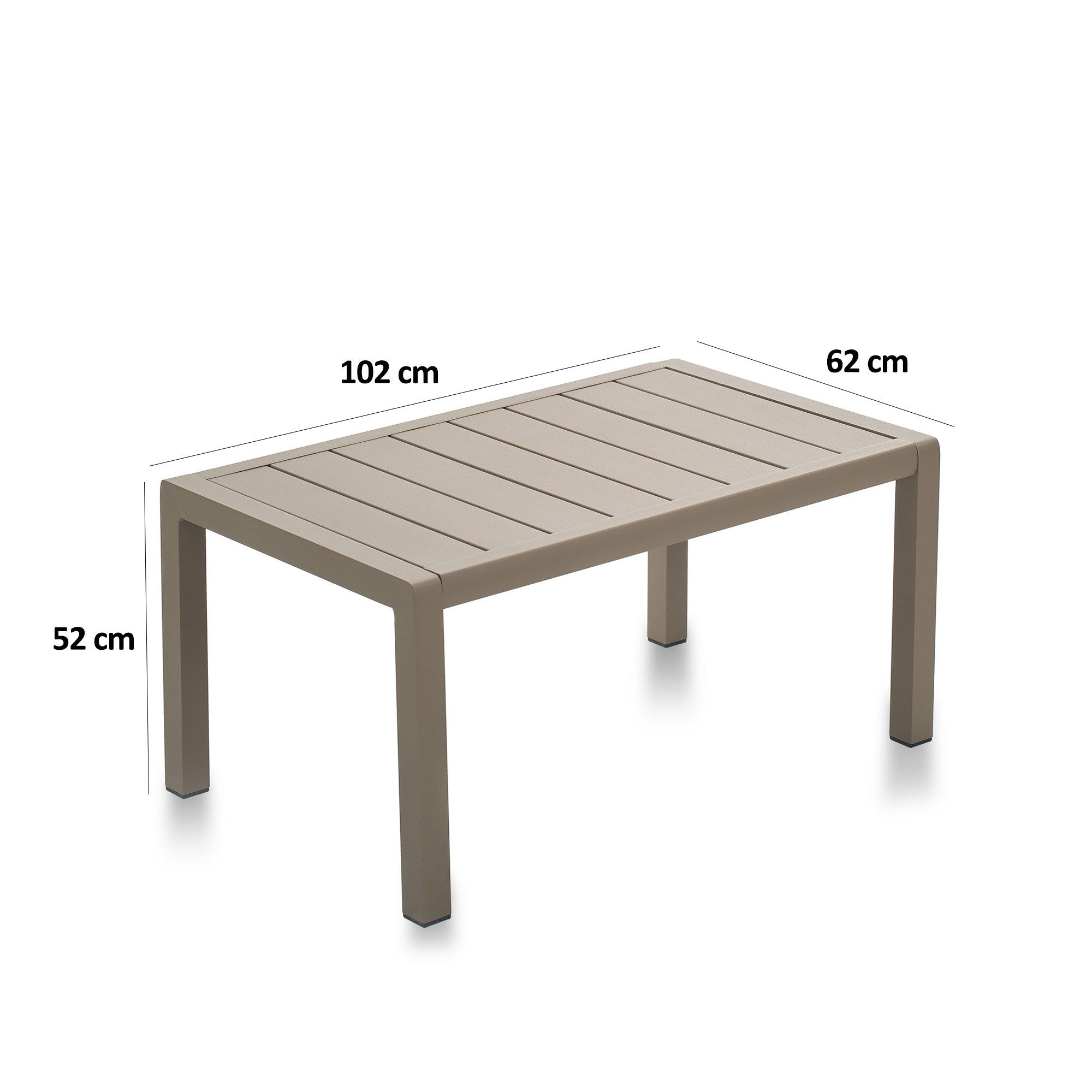 Conjunto de Lounge de Jardim –  Sofá de 2 lugares, Sofá de 1 lugar e Mesa de Café – Cappuccino e Creme – Alumínio e Poliéster
