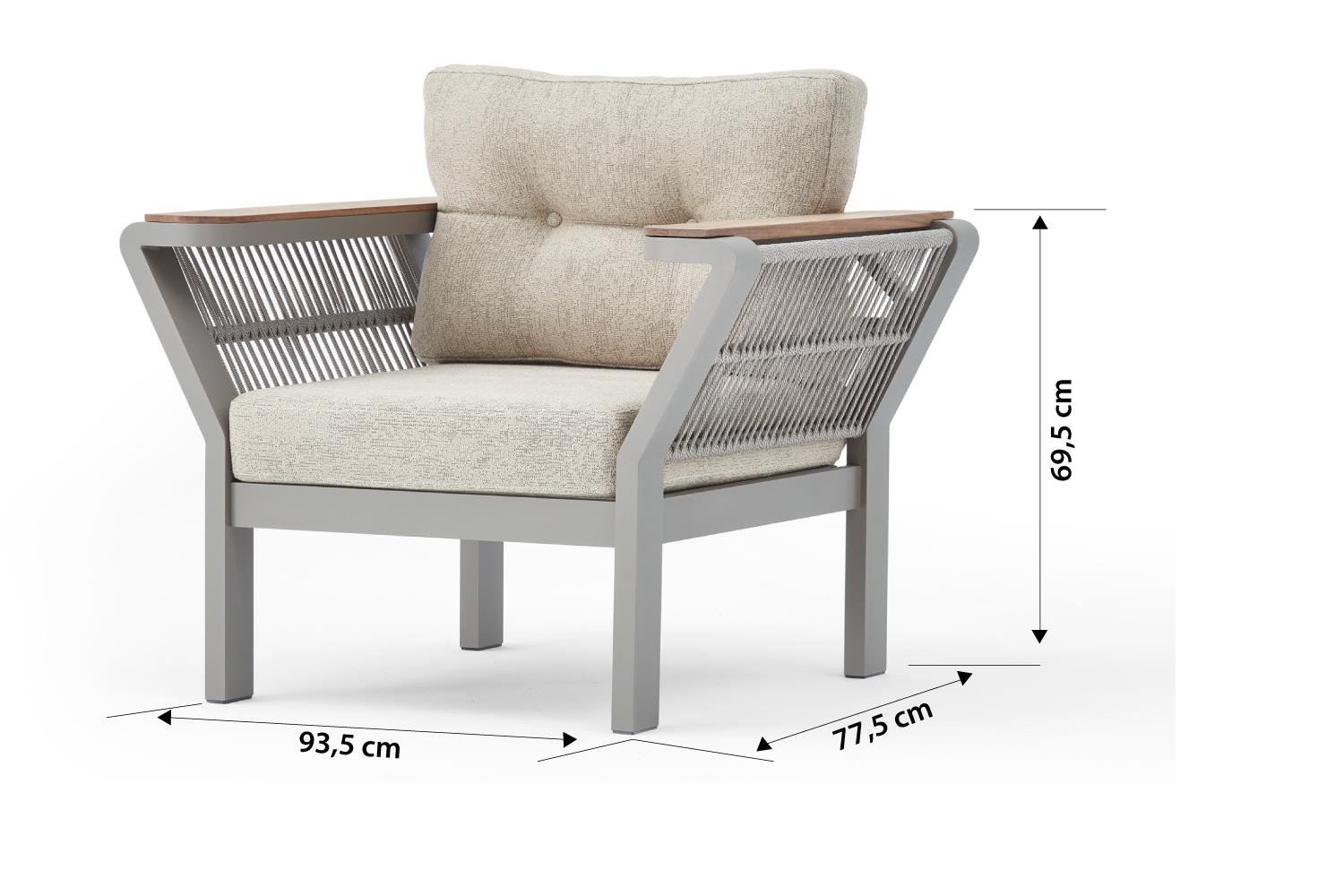Conjunto de Lounge de Jardim – Sofá de 3 lugares e 2 sofás de 1 lugar – Cappuccino – Tecido 100% OLEFIN