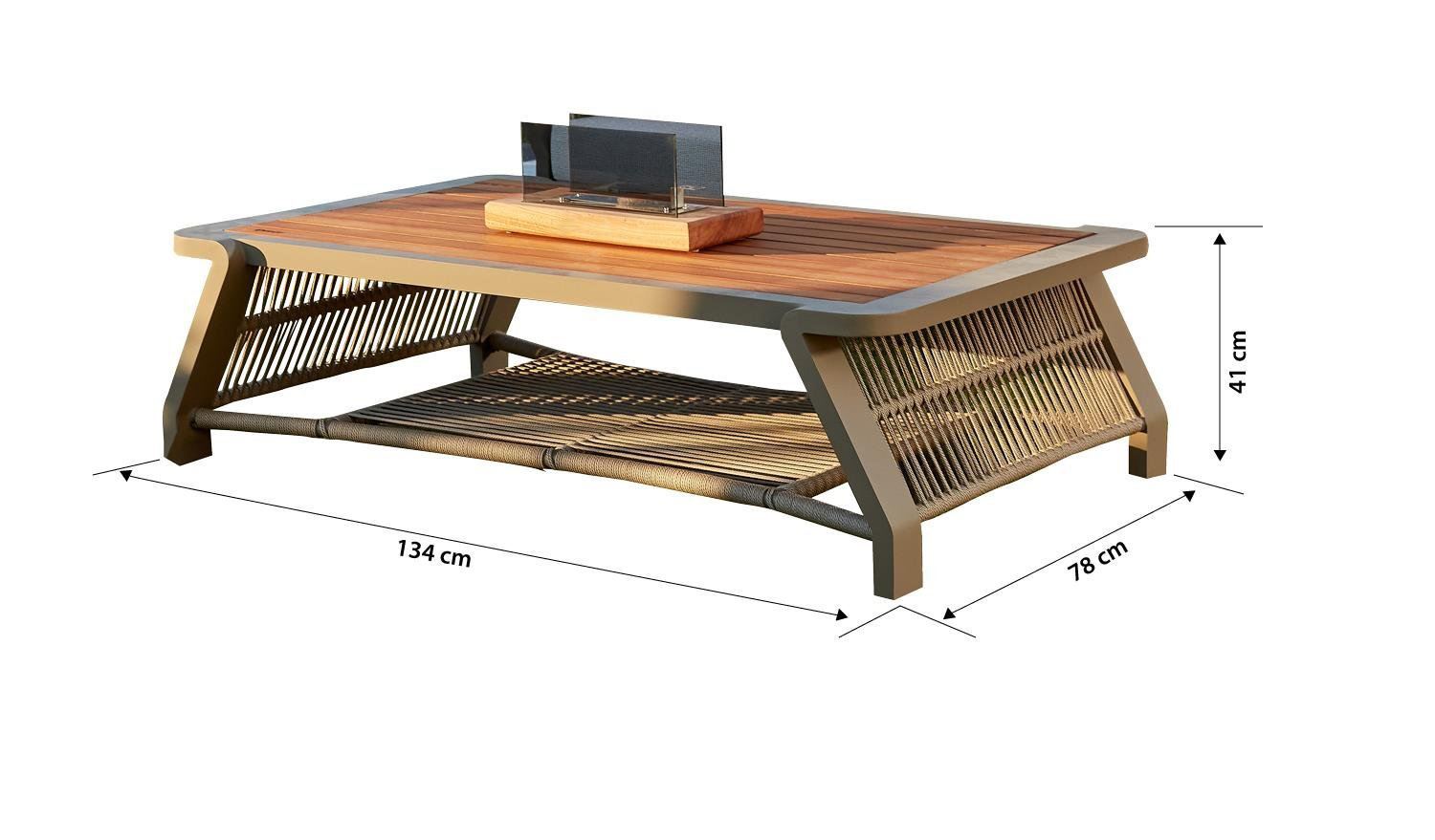 Conjunto de Lounge de Jardim – Sofá de 3 lugares e 2 sofás de 1 lugar – Cappuccino – Tecido 100% OLEFIN
