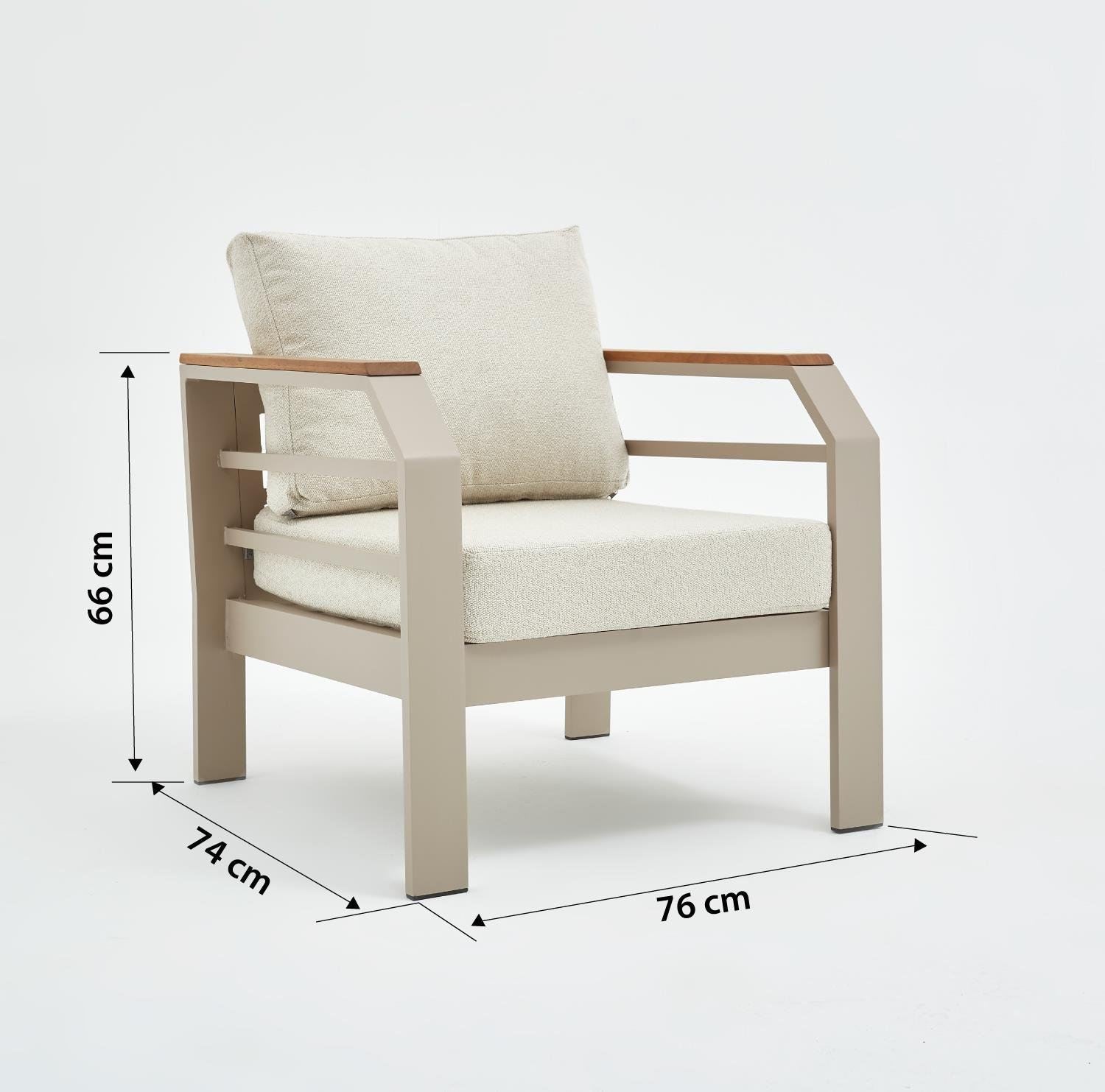 Conjunto de Lounge de Jardim – sofás de 3 lugares e 1 lugar – bege – tecido OLEFIN