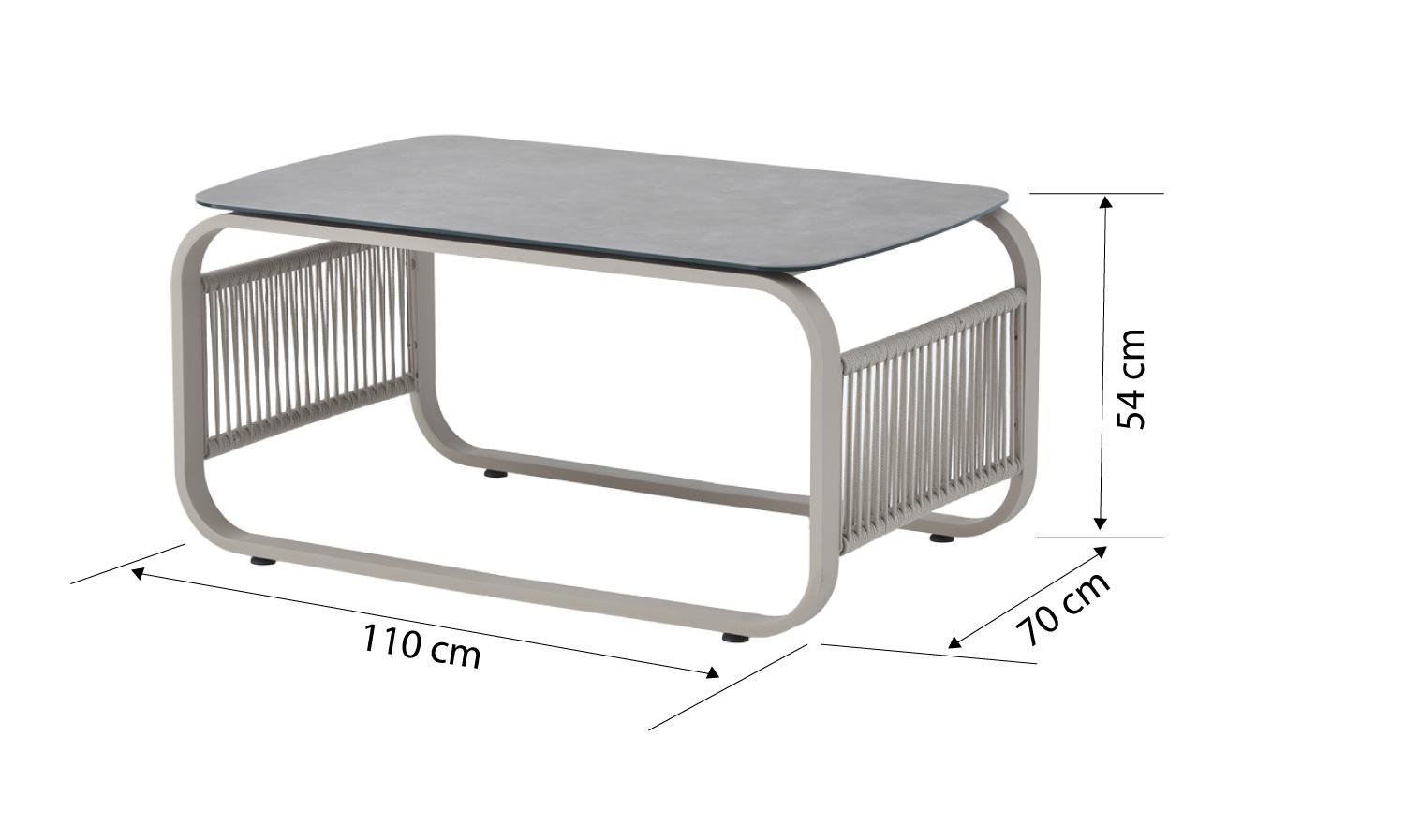 Conjunto de Lounge de Jardim – Sofá de 3 Lugares (188,5 cm) e 2 Sofás de 1 Lugar (77,1 cm) – Bege – Tecido OLEFIN