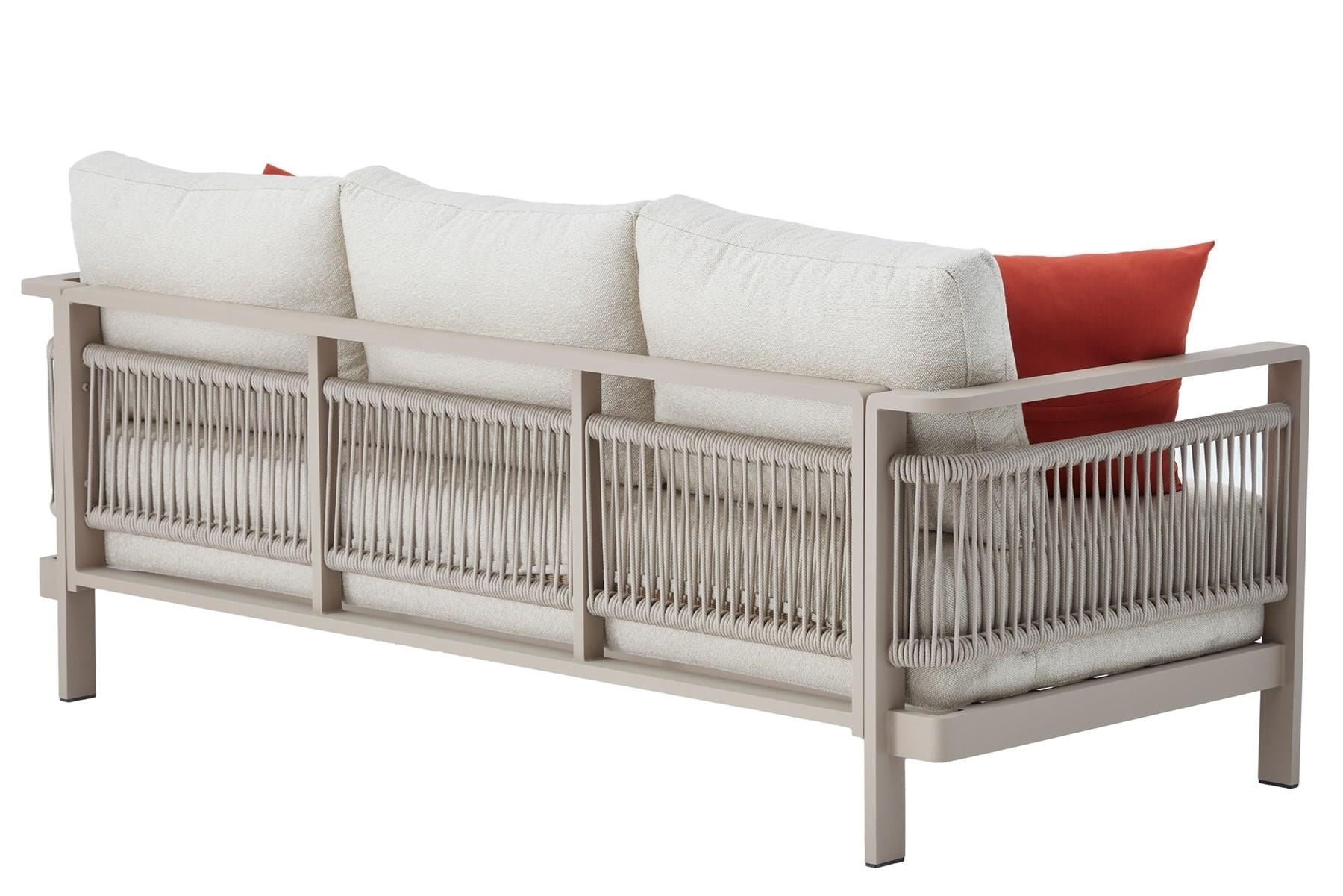 Conjunto de Lounge de Jardim – Sofá de 3 Lugares (188,5 cm) e 2 Sofás de 1 Lugar (77,1 cm) – Bege – Tecido OLEFIN