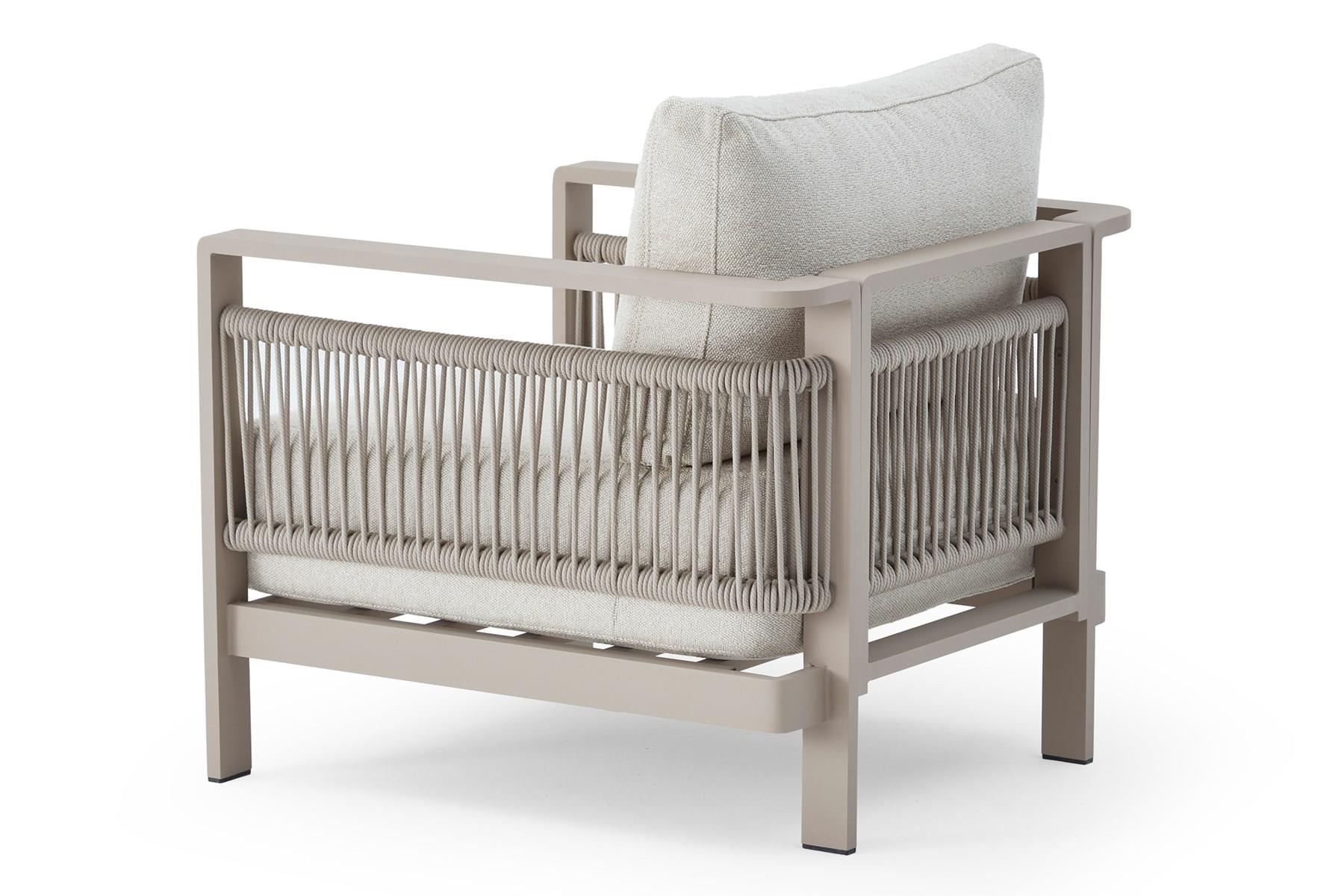 Conjunto de Lounge de Jardim – Sofá de 3 Lugares (188,5 cm) e 2 Sofás de 1 Lugar (77,1 cm) – Bege – Tecido OLEFIN