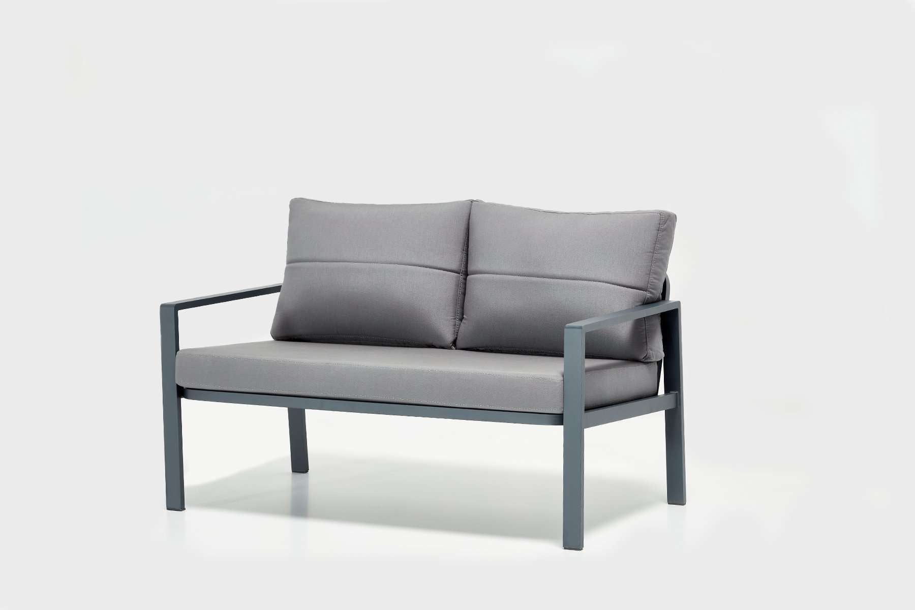 Conjunto de Lounge de Jardim – Sofá de 2 lugares e mesa de café – Antracite – Metal