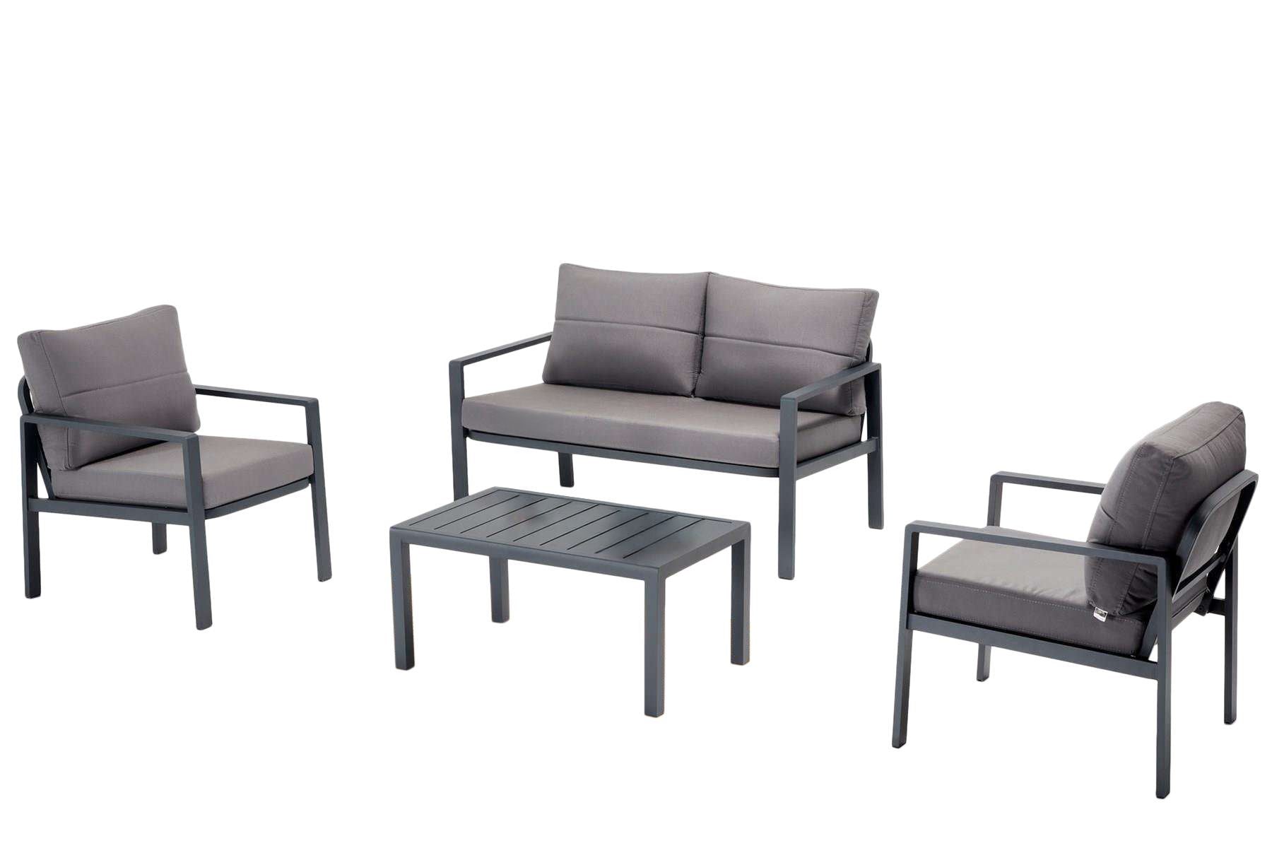 Conjunto de Lounge de Jardim – Sofá de 2 lugares e mesa de café – Antracite – Metal