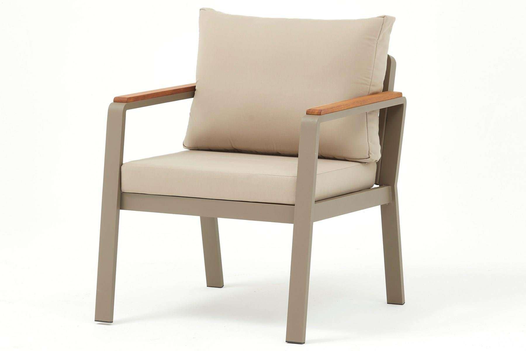 Conjunto de Lounge de Jardim – Sofá de 2 lugares: 125 cm x 74 cm x 69 cm, Sofá de 1 lugar: 69 cm x 74 cm x 66 cm, Mesa de Café: 98 cm x 60 cm x 56 cm – Bege – Metal