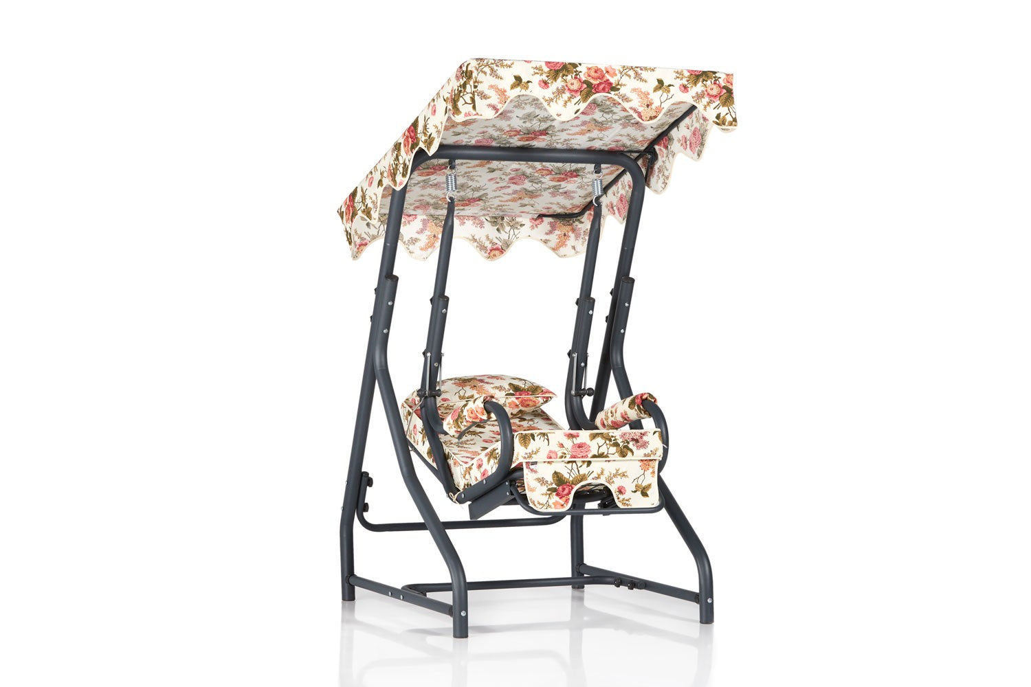 Cadeira Baloiço Individual para Jardim - Metal e Poliéster Multicolor com Almofada Removível - Suporta 95kg