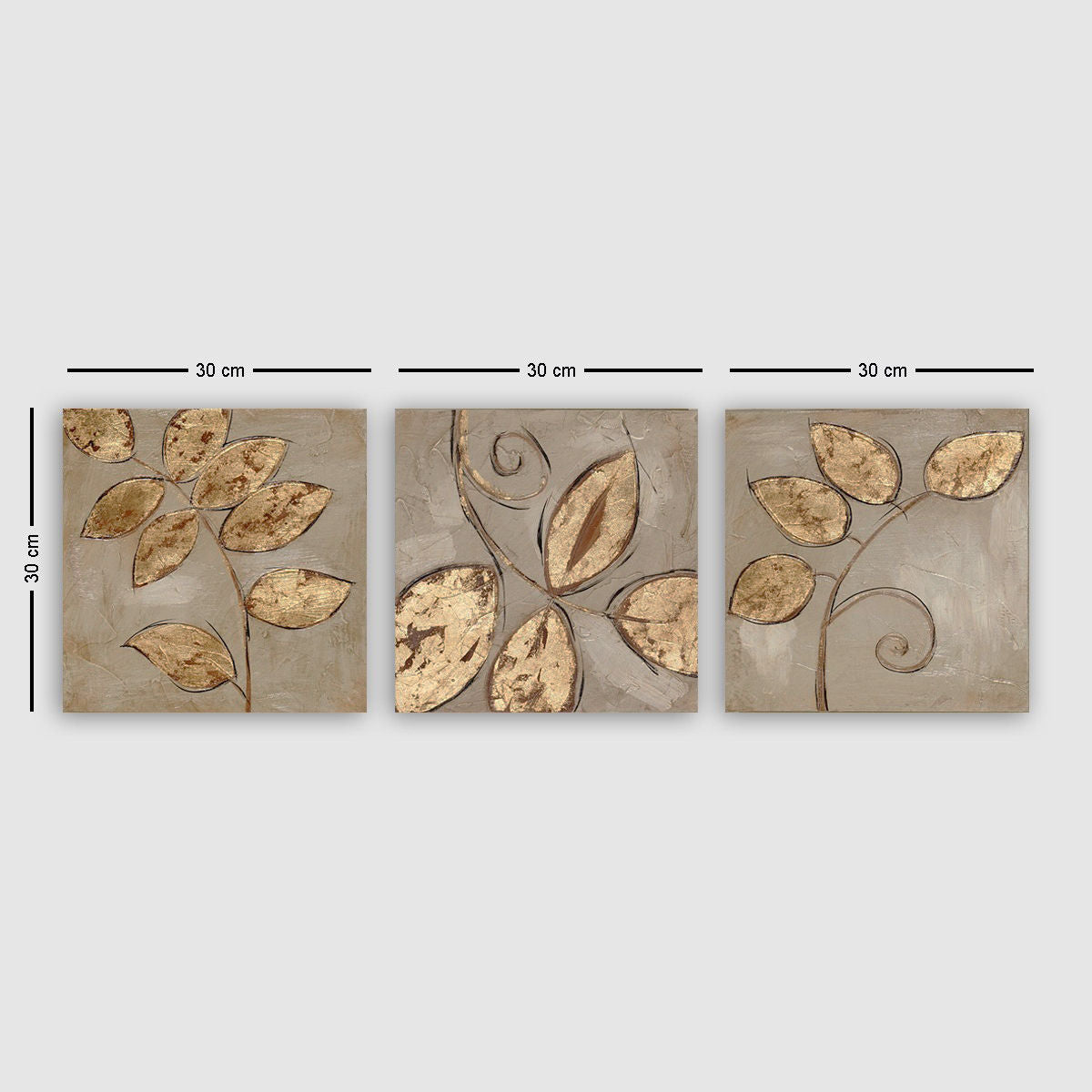 Conjunto de pinturas decorativas em tela – 30 x 90 cm – 100% tela – 100% madeira