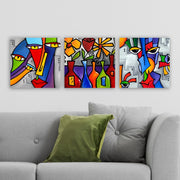 Conjunto de pinturas decorativas em tela – 30 x 90 cm – madeira – 100% tela