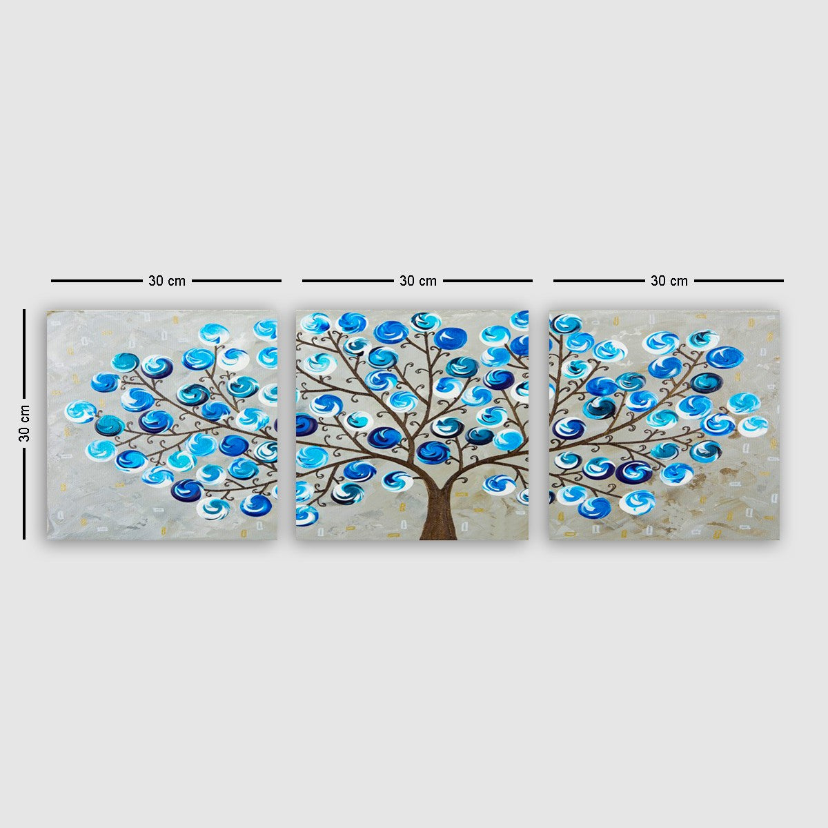Conjunto de pinturas decorativas em tela – 30 x 90 cm – madeira – 100% tela