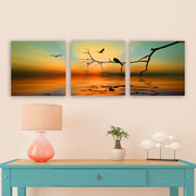 Conjunto de pinturas decorativas em tela – 30 x 90 cm – madeira – tela