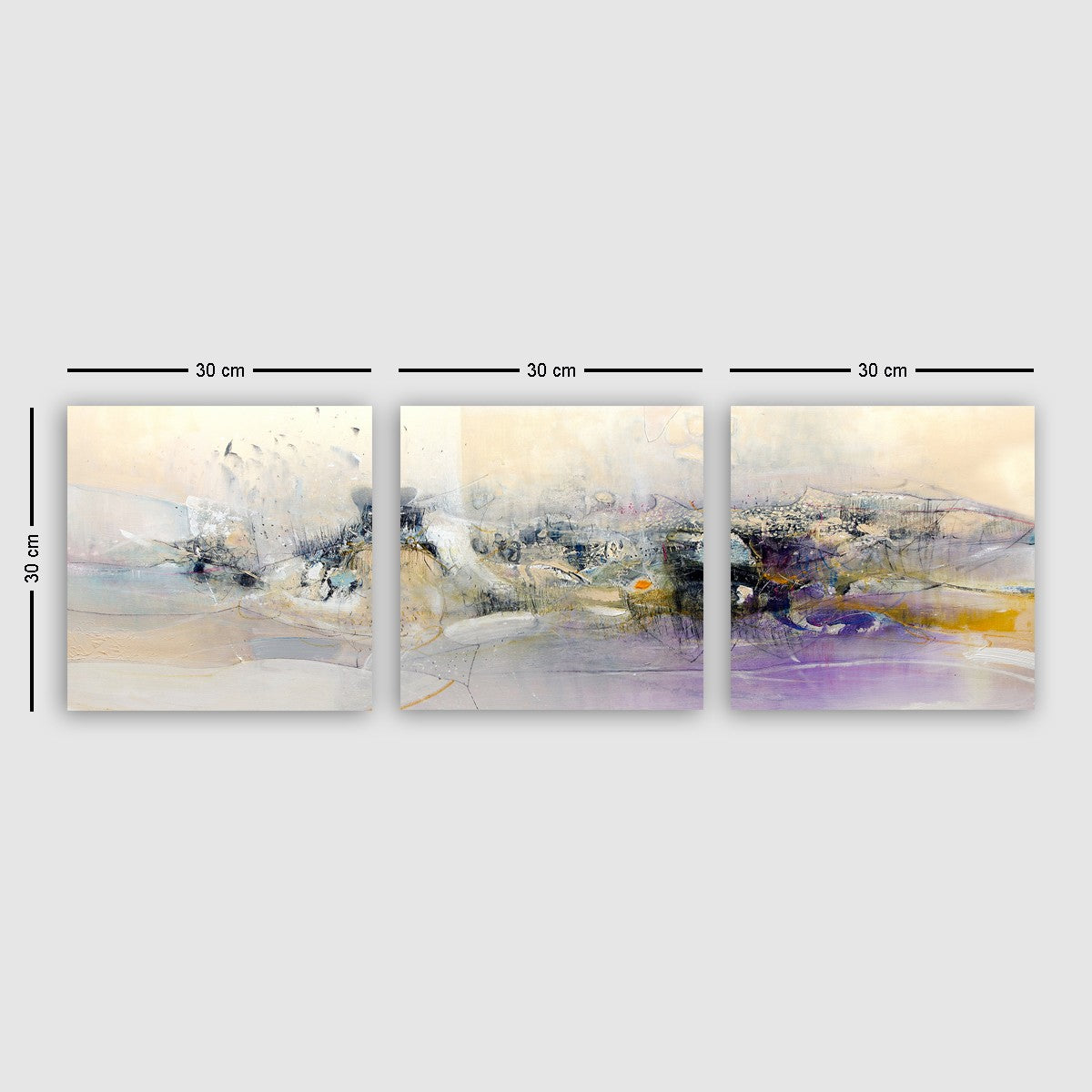 Conjunto de pinturas decorativas em tela elegante – 30 x 90 cm – madeira – tela