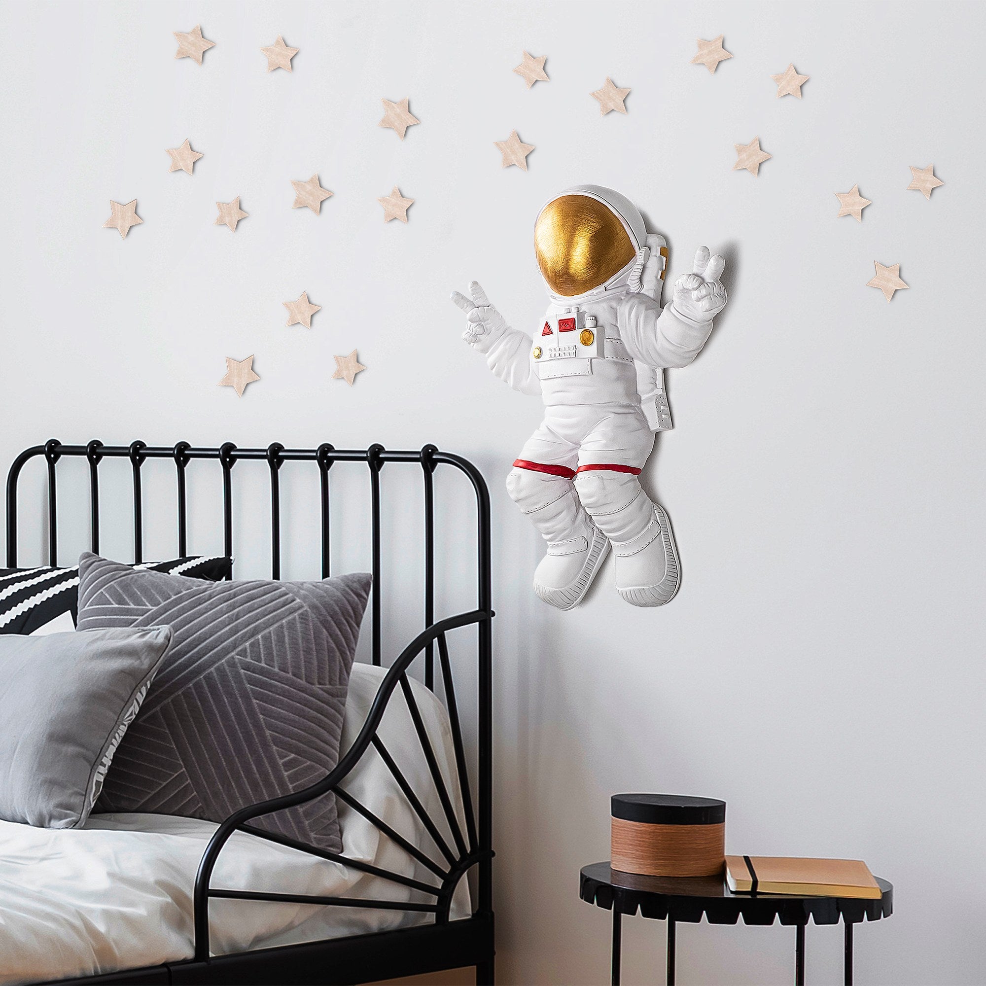 Acessório de parede decorativo elegante, branco e dourado, 35 x 47 x 10 cm | 100% poliéster | Perfeito para decoração moderna e interiores elegantes