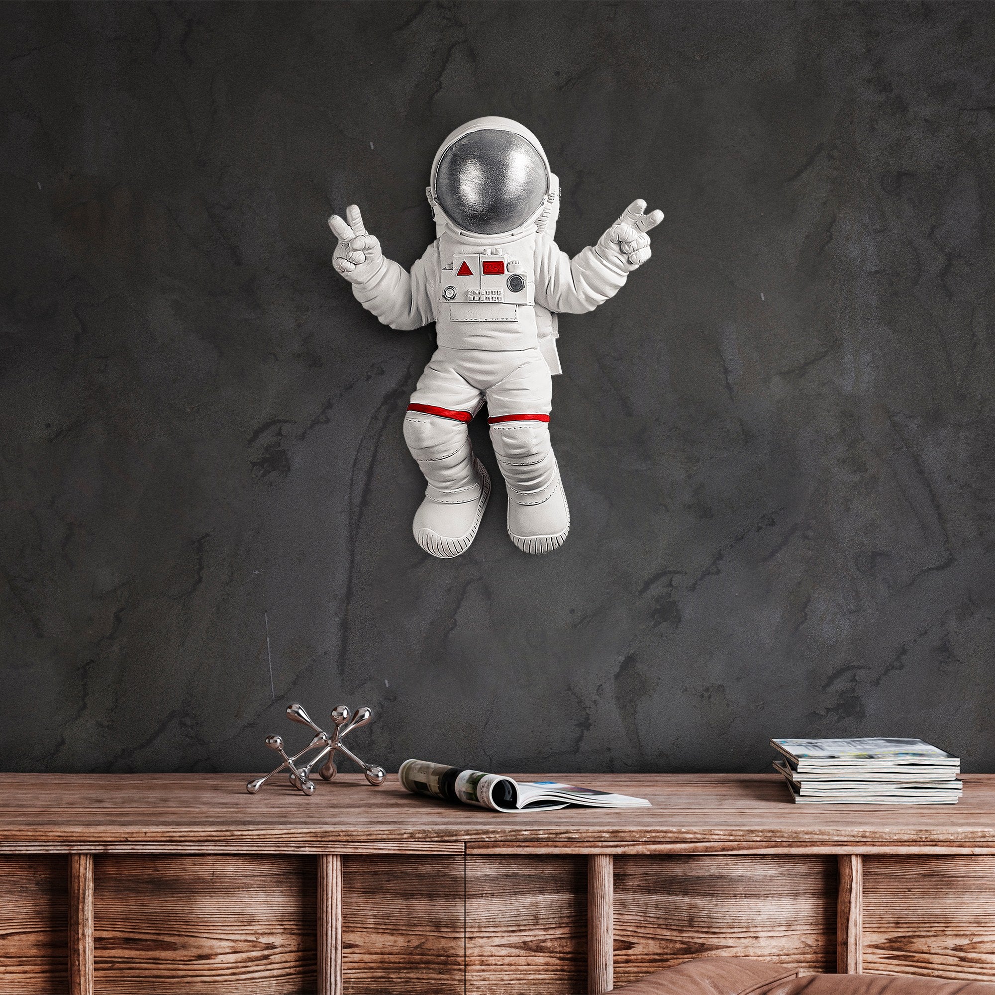 Acessório de parede decorativo elegante, branco e cinza, 35 x 47 x 10 cm | 100% poliéster | Perfeito para decoração de casa e espaços de convivência modernos