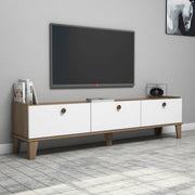 Suporte de TV escandinavo, carvalho e branco, 178 cm | Painel de partículas 100% revestido de melamina, 18 mm de espessura | Montável na parede, elegante com inúmeras prateleiras