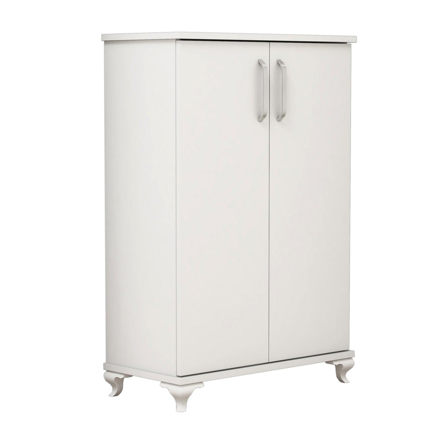 Elegante sapateira branca, 72 cm x 100 cm x 32,5 cm | Painel de partículas 100% revestido em melamina, 18 mm de espessura | Montável na parede com inúmeras prateleiras