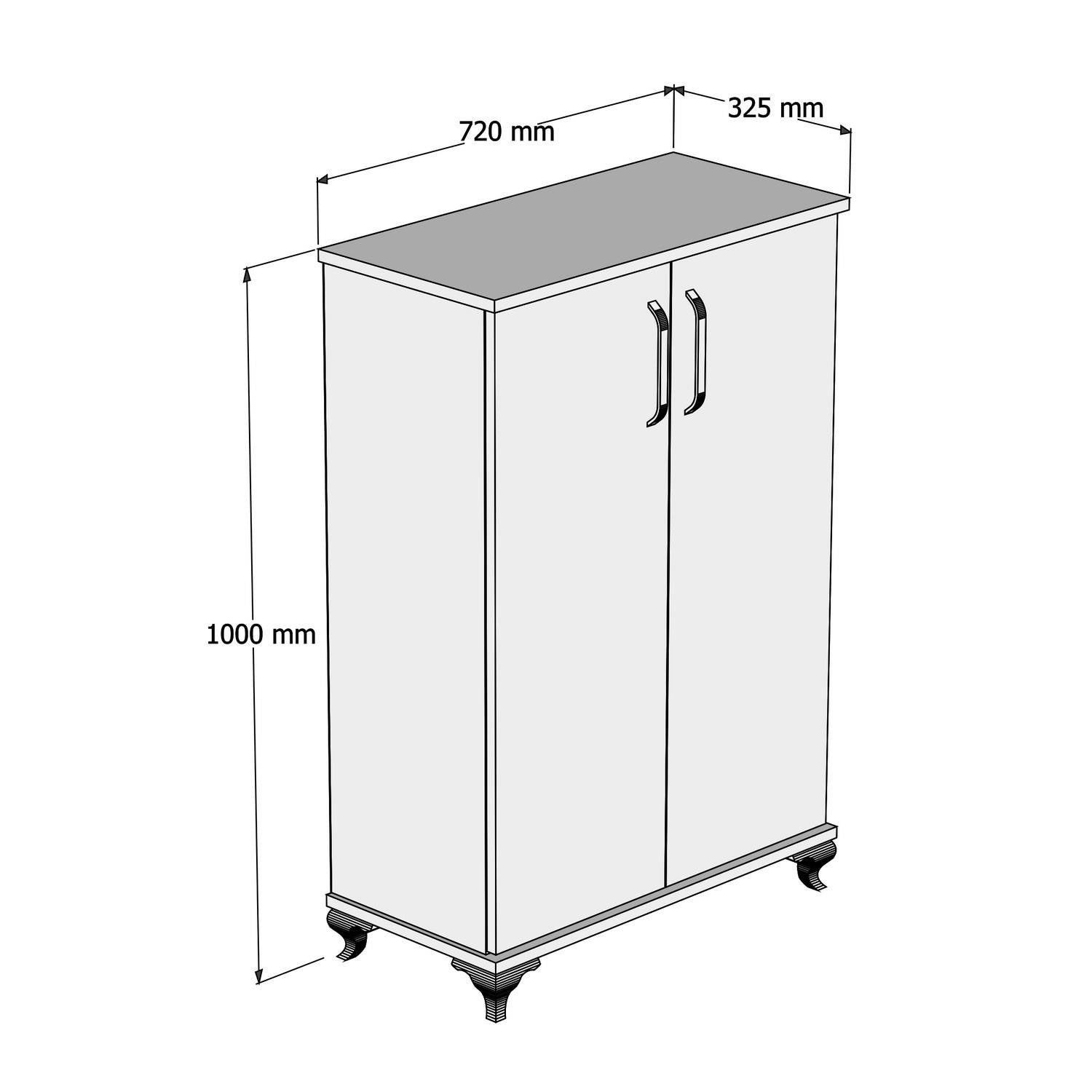 Elegante sapateira branca, 72 cm x 100 cm x 32,5 cm | Painel de partículas 100% revestido em melamina, 18 mm de espessura | Montável na parede com inúmeras prateleiras