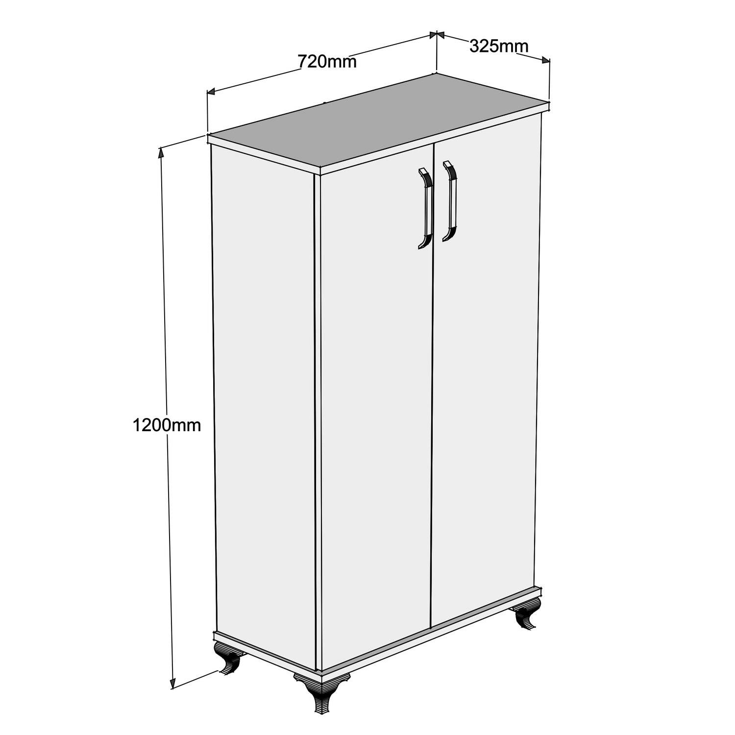 Sapateira estilosa, nogueira e branca, 72 x 120 x 32,5 cm | Painel de partículas 100% revestido de melamina, 18 mm de espessura | Montável na parede, com várias prateleiras para armazenamento organizado