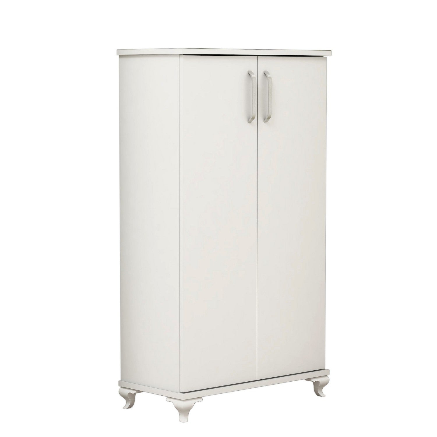 Elegante sapateira branca, 72 cm x 120 cm x 32,5 cm | Painel de partículas 100% revestido em melamina, 18 mm de espessura | Montável na parede com inúmeras prateleiras