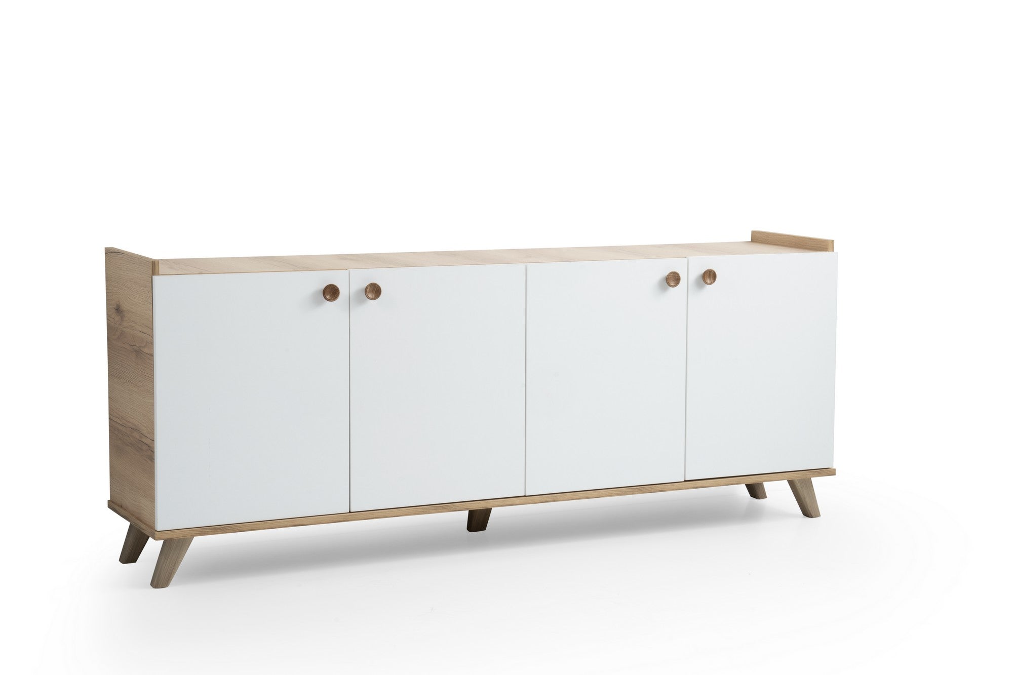 Aparador Escandinavo – 180 x 77,8 x 41 cm – Carvalho e Branco – Painel de Partículas