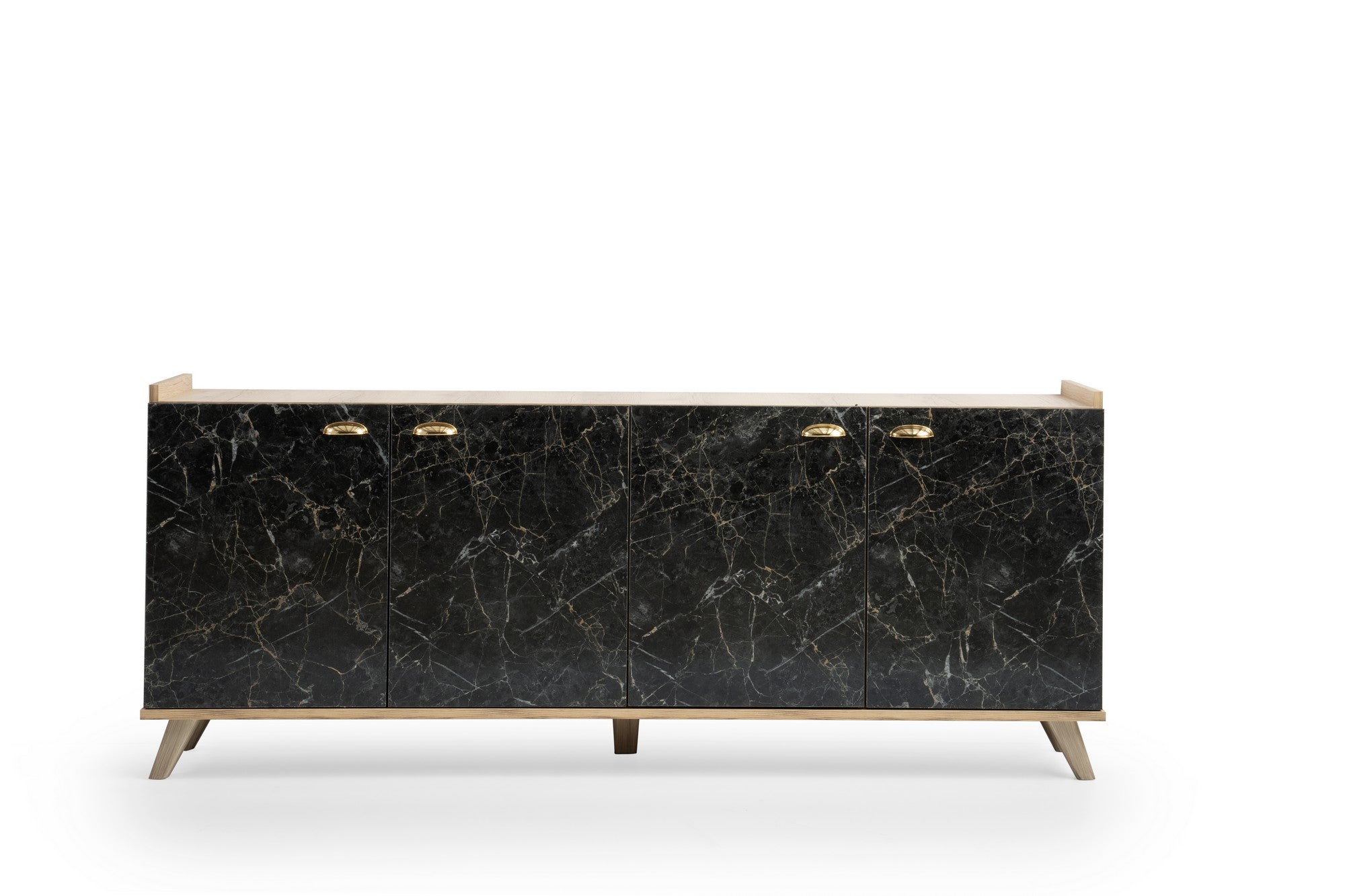 Aparador com Acabamento em Mármore – 180 cm – Carvalho e Mármore – Painéis de Partículas 100% Revestidos em Melamina