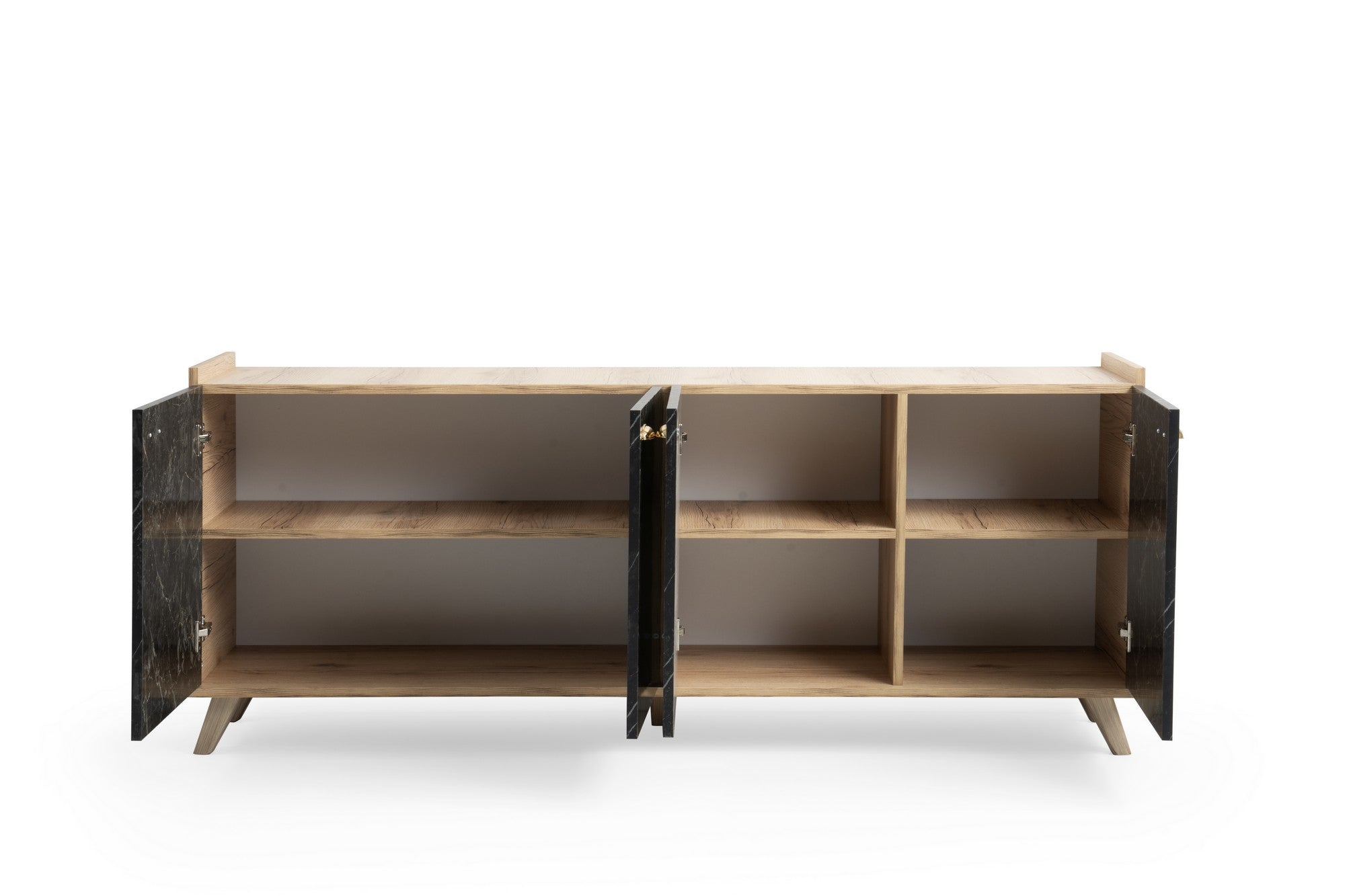 Aparador com Acabamento em Mármore – 180 cm – Carvalho e Mármore – Painéis de Partículas 100% Revestidos em Melamina