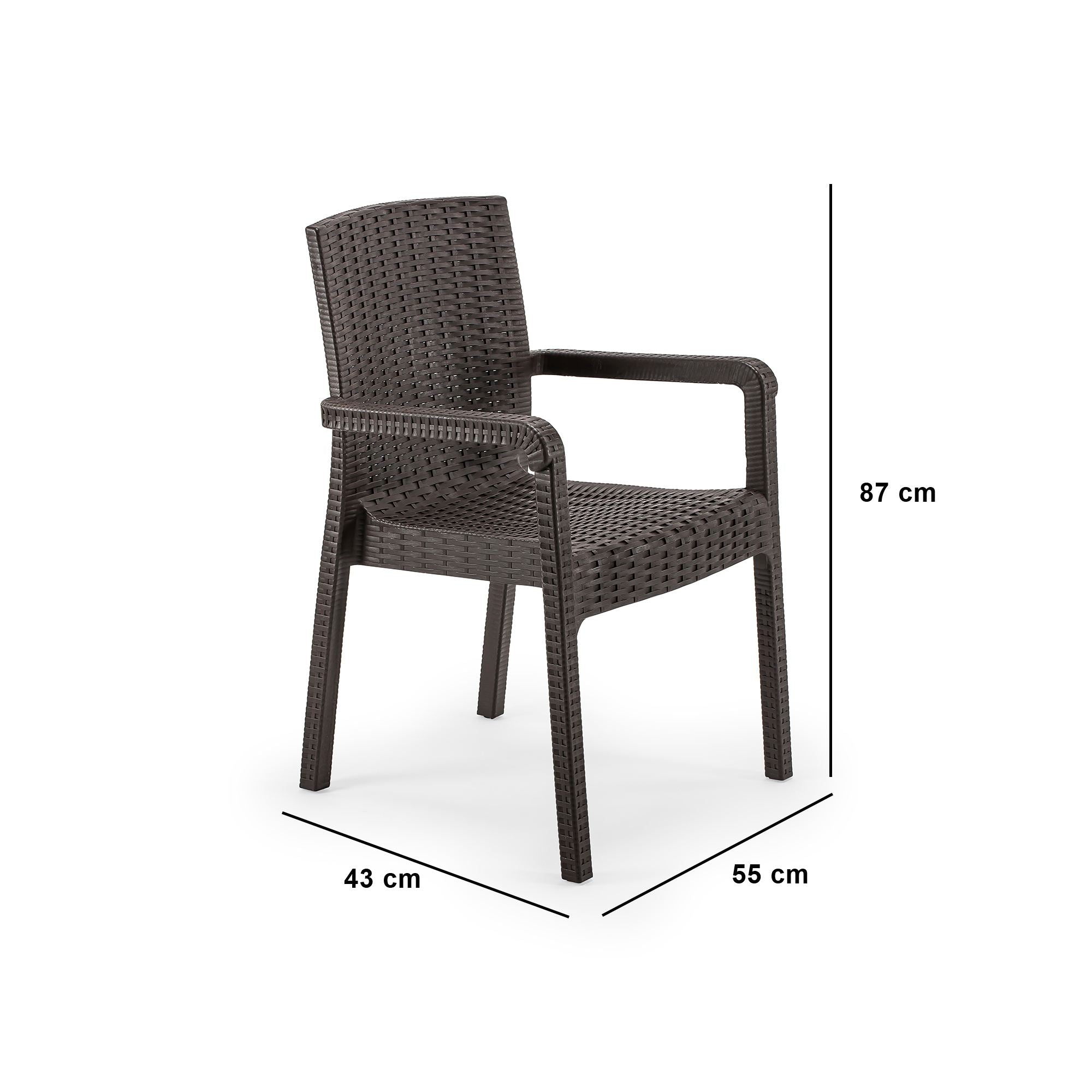 Cadeira Castanho Escuro 100% Polipropileno 55x43x87cm - Resistente e Elegante