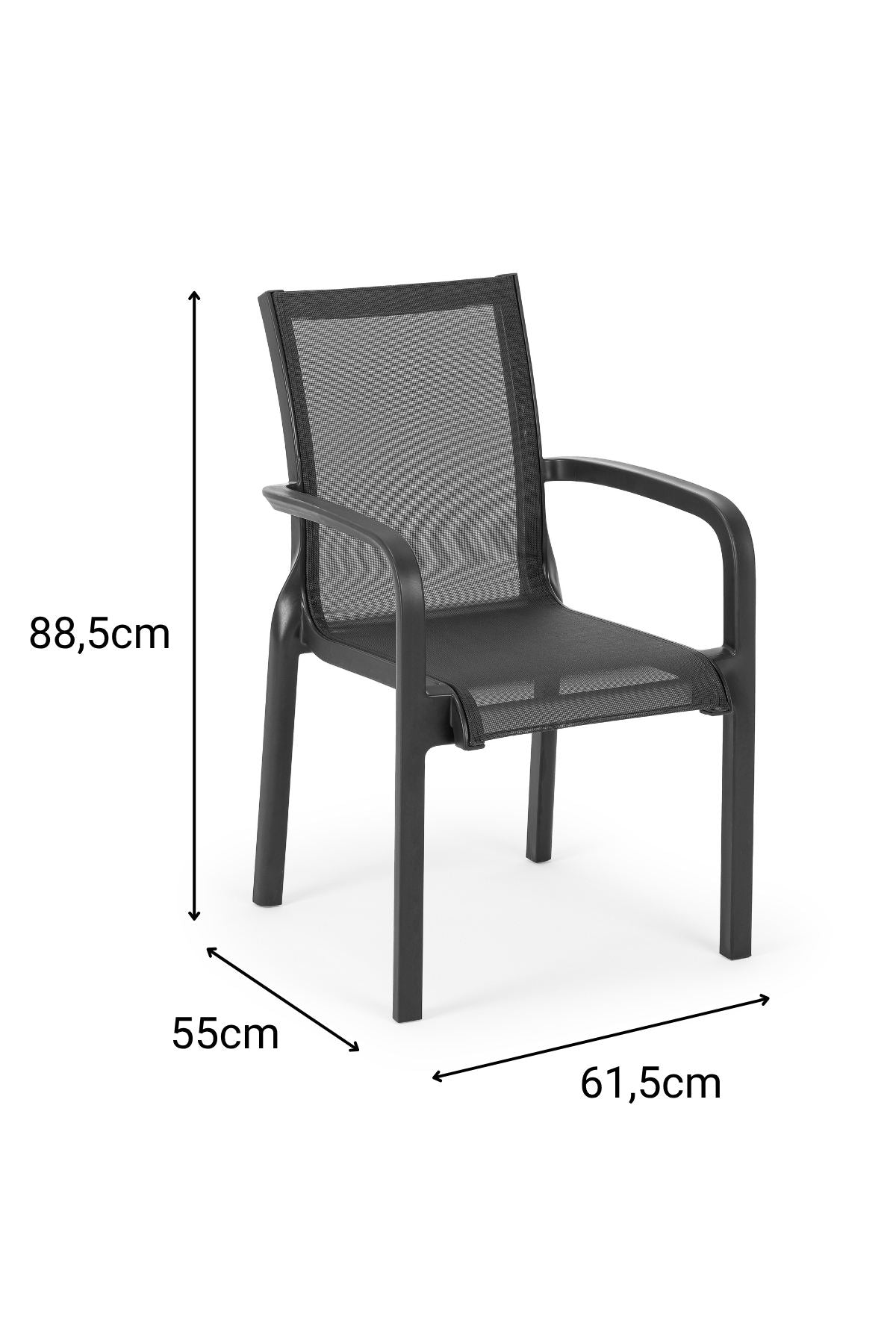 Cadeira Preta em Polipropileno 100% - Design Moderno e Resistente 61,5x55x88,5cm