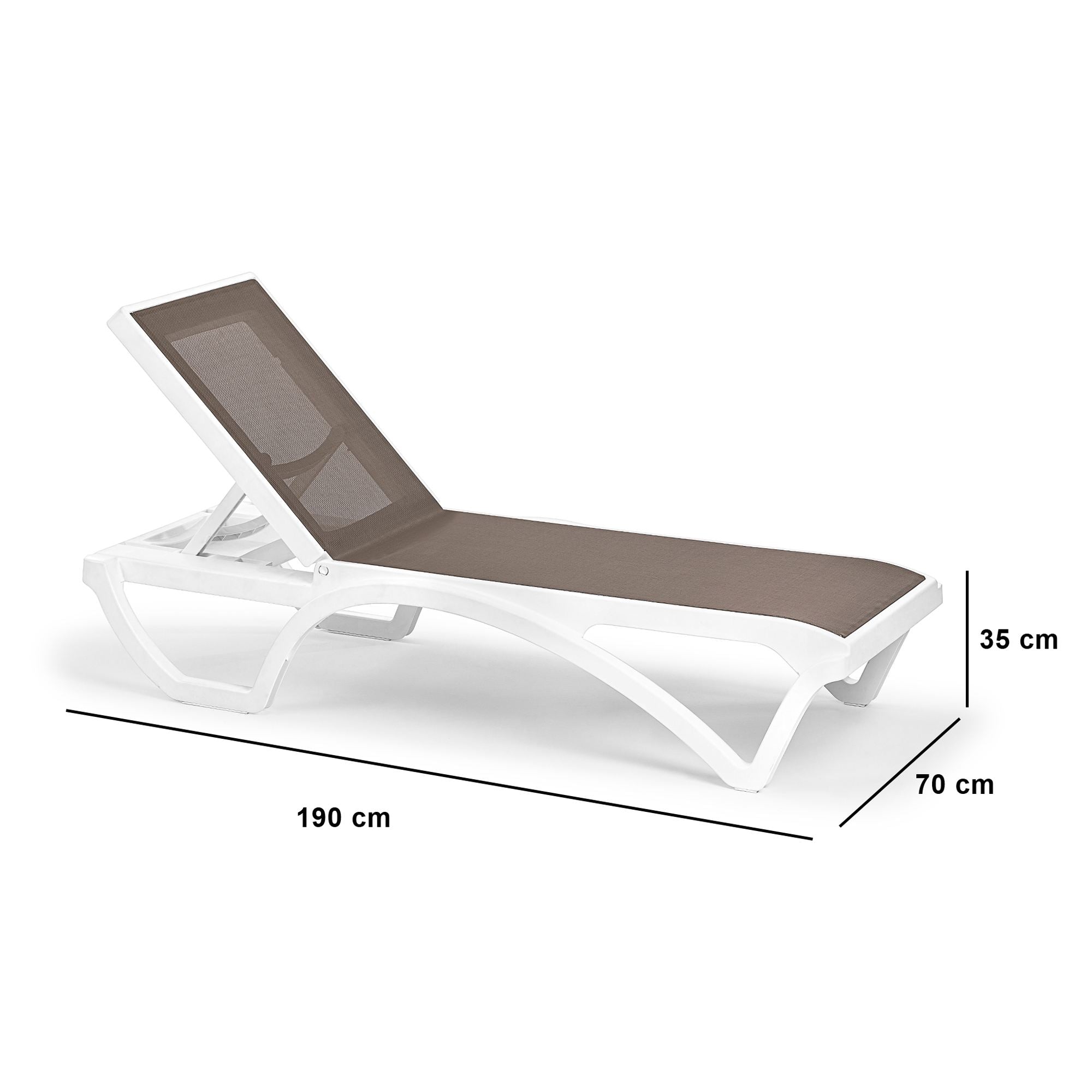 Espreguiçadeira Branca e Taupe em Polipropileno 100% - 70x190x35cm - Conforto Premium para Exterior
