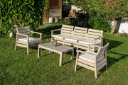 Conjunto de Jardim Desert Beige - Sofá 2 Lugares + 2 Poltronas + Mesa de Centro em Polipropileno 100%