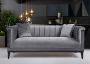 Sofá-cama moderno de 2 lugares, cinza escuro, 190 cm | Estrutura de madeira de faia, molas ensacadas e conforto de espuma | Inclui 2 almofadas, design elegante e funcional