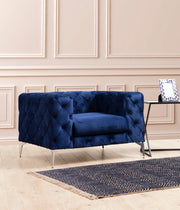Poltrona Elegante – 108 cm – Azul Marinho – Madeira de Faia e Aglomerado