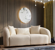 Sofá moderno de 2 lugares, cor creme, estrutura de madeira de faia e aglomerado, 190 x 76 x 91 cm | 100% poliéster, pernas de nogueira, inclui 2 almofadas, tecido lavável a seco