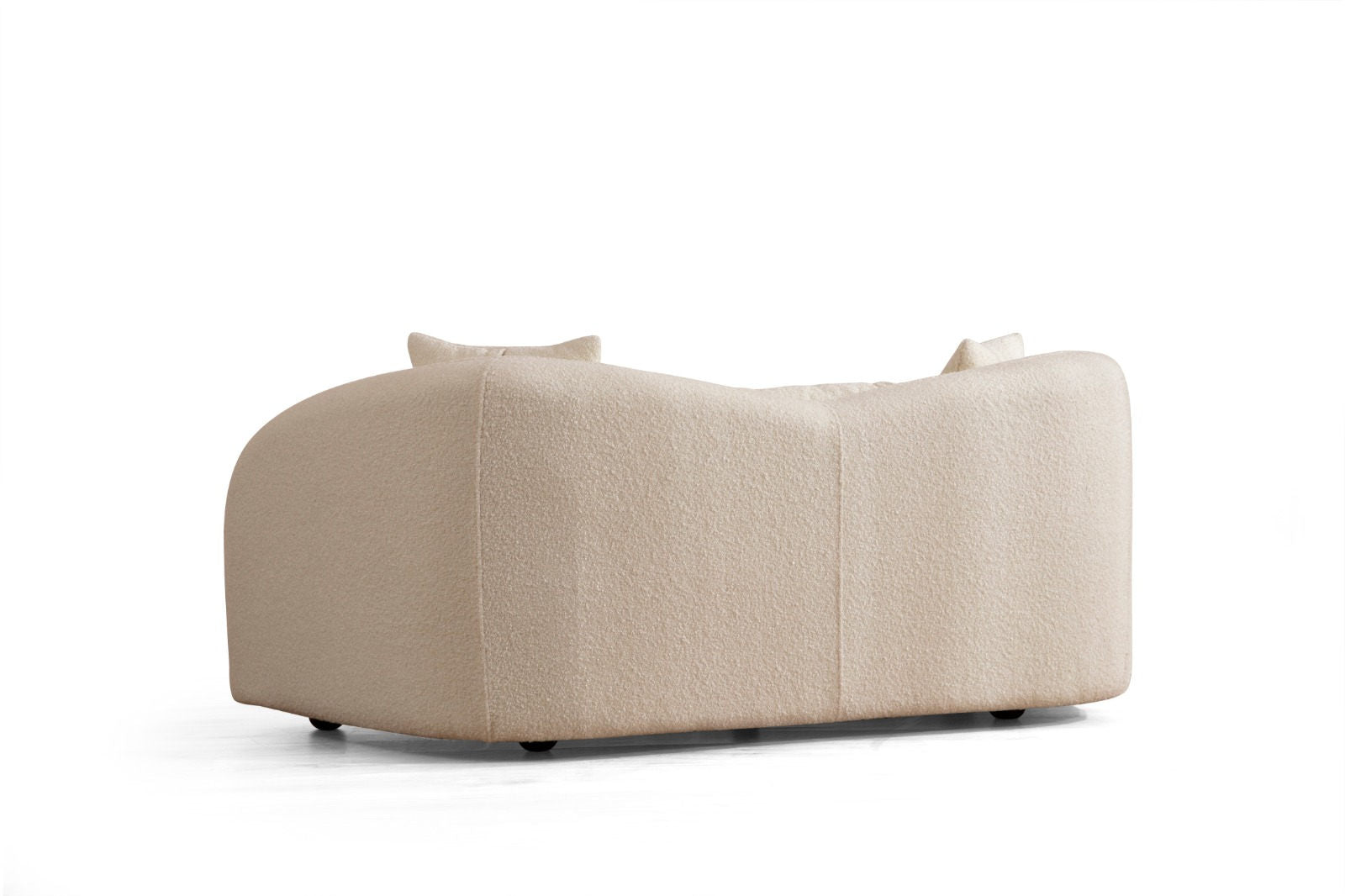 Sofá moderno de 2 lugares, cor creme, estrutura de madeira de faia e aglomerado, 190 x 76 x 91 cm | 100% poliéster, pernas de nogueira, inclui 2 almofadas, tecido lavável a seco