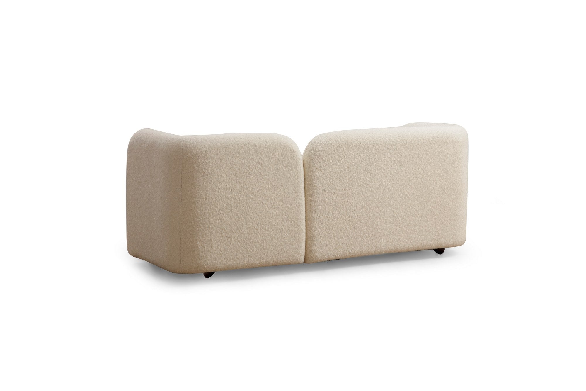 Sofá elegante de 2 lugares, cor creme, estrutura em madeira de faia e aglomerado, 190 x 74 x 90 cm | 100% poliéster, espuma 28 DNS, pernas em nogueira, inclui 2 almofadas