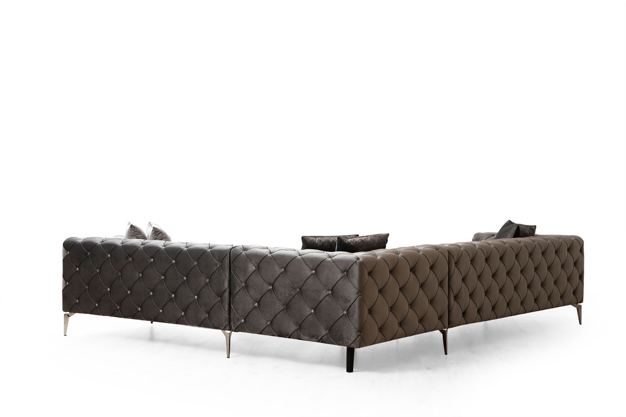 Sofá de Canto Moderno, Antracite, 310 cm | Estrutura em Madeira de Faia e Aglomerado, 100% Poliéster, 6 Almofadas, Capas Removíveis, Pés de Metal | Elegante e Confortável