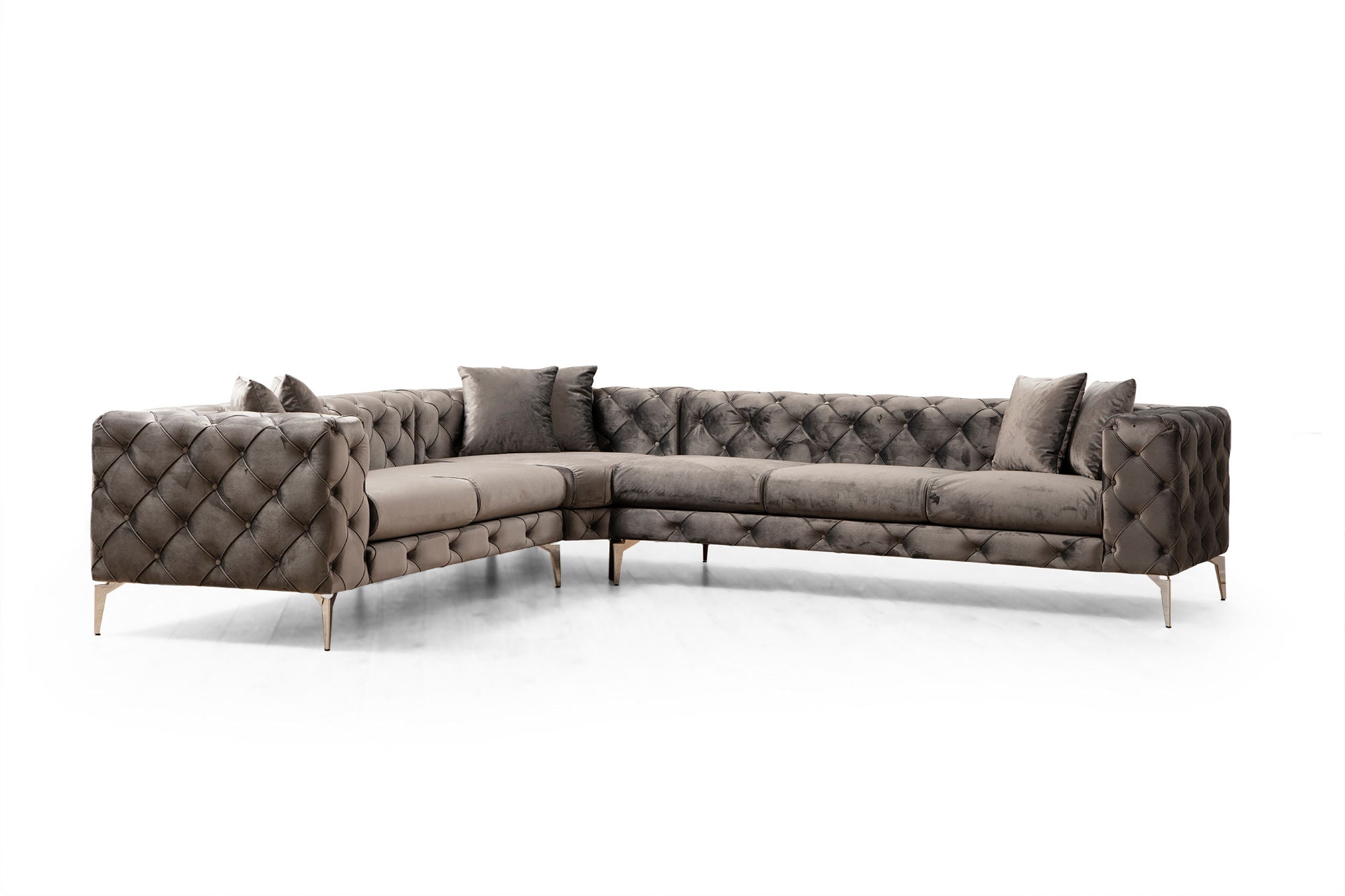 Sofá de Canto Moderno, Antracite, 310 cm | Estrutura em Madeira de Faia e Aglomerado, 100% Poliéster, 6 Almofadas, Capas Removíveis, Pés de Metal | Elegante e Confortável