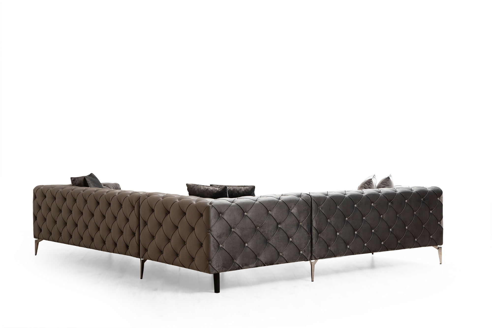 Sofá de Canto Moderno, Antracite, 310 cm | Estrutura em Madeira de Faia e Aglomerado, 100% Poliéster, 6 Almofadas, Capas Removíveis, Pés de Metal | Elegante e Confortável